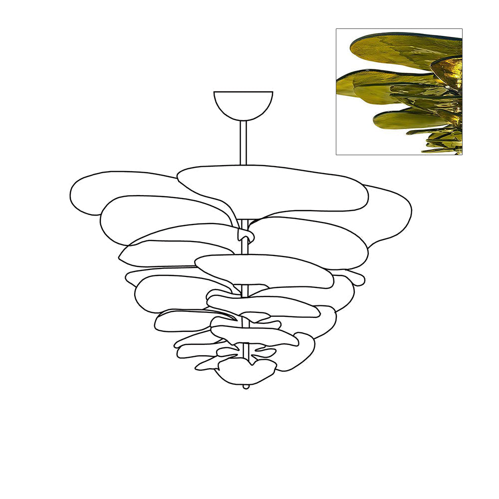 Crivs lampadario Oro vetro Murano petali lusso