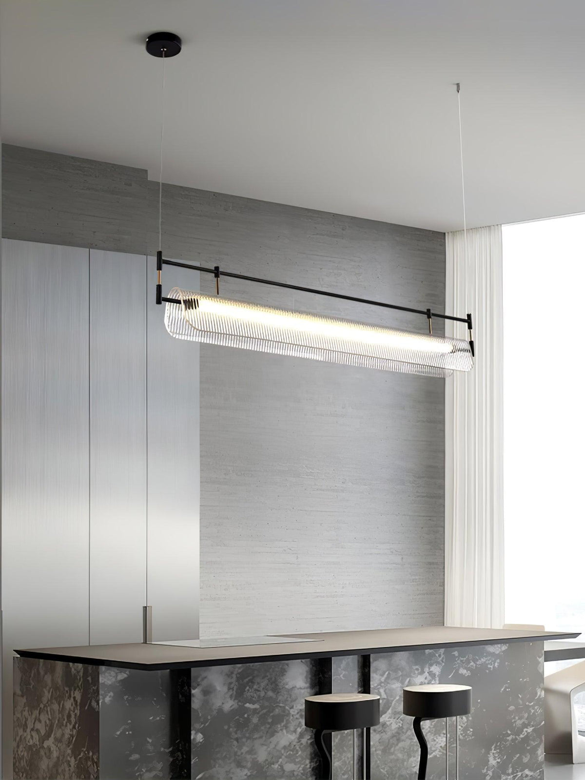 Meldo lampadario lineare Striscia Acrilico Lungo