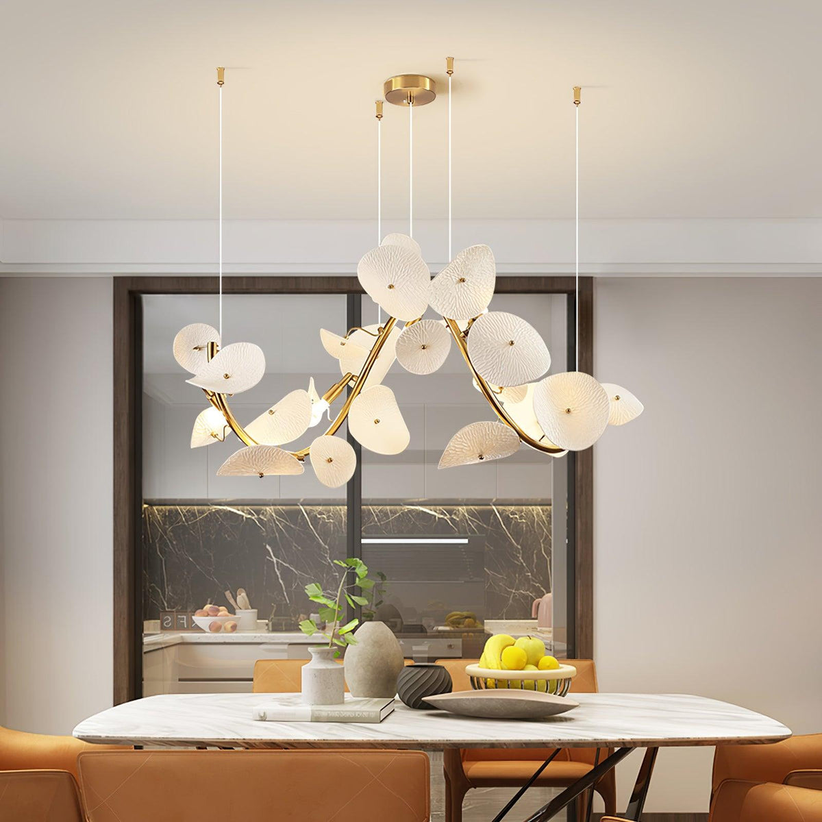 Virinira Moderna Eleganza Petalo Ceramica Lux Lampadario - Relic Pieces