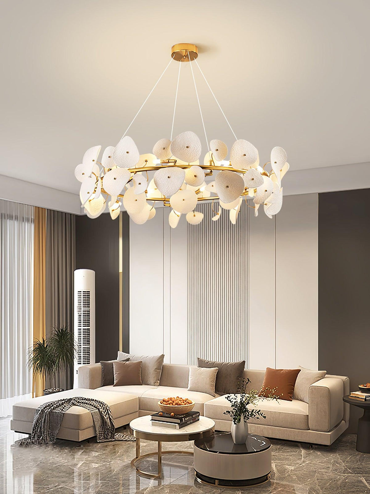 Virinira Moderna Eleganza Petalo Ceramica Lux Lampadario - Relic Pieces