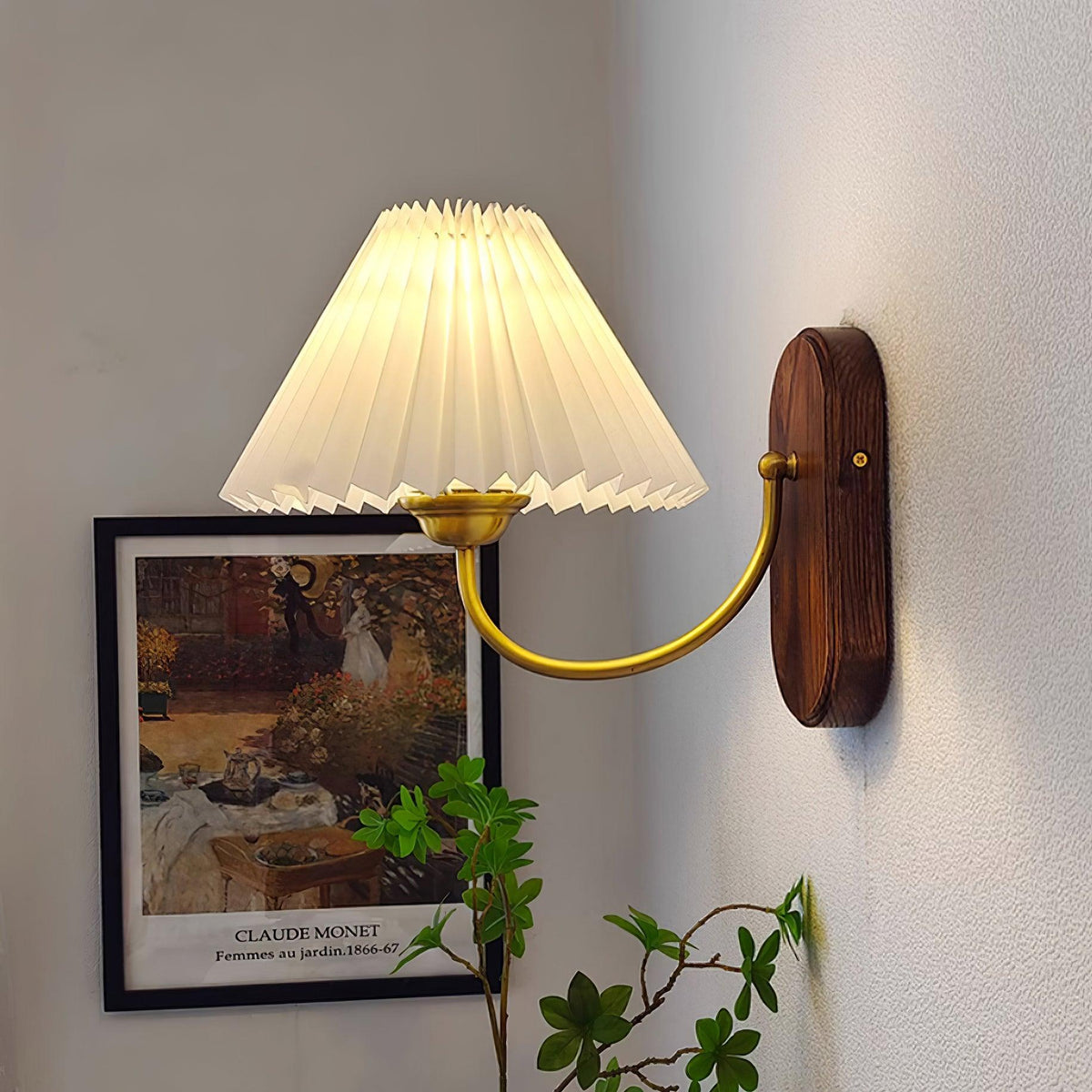 Teriiraine lampada da parete vintage con Paralume Pleatato