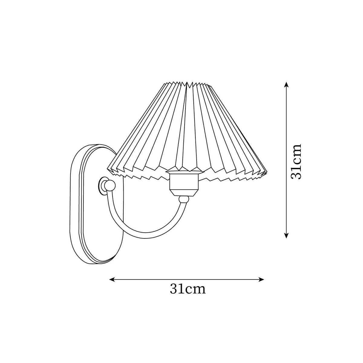 Teriiraine lampada da parete vintage con Paralume Pleatato