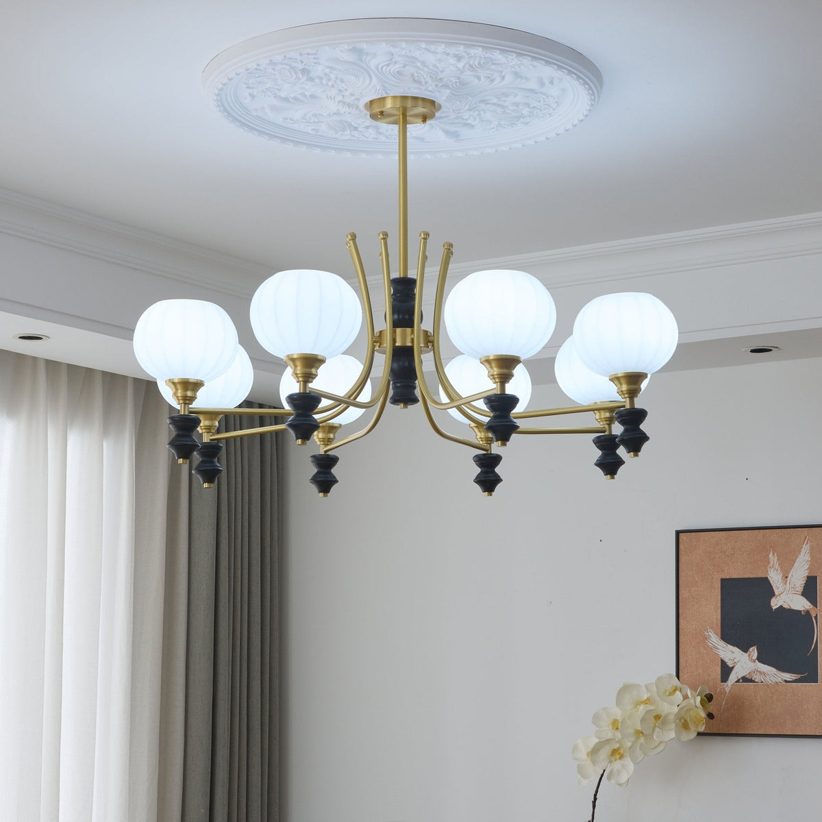 Zavenen lampadario Eleganza vintage in legno e ottone