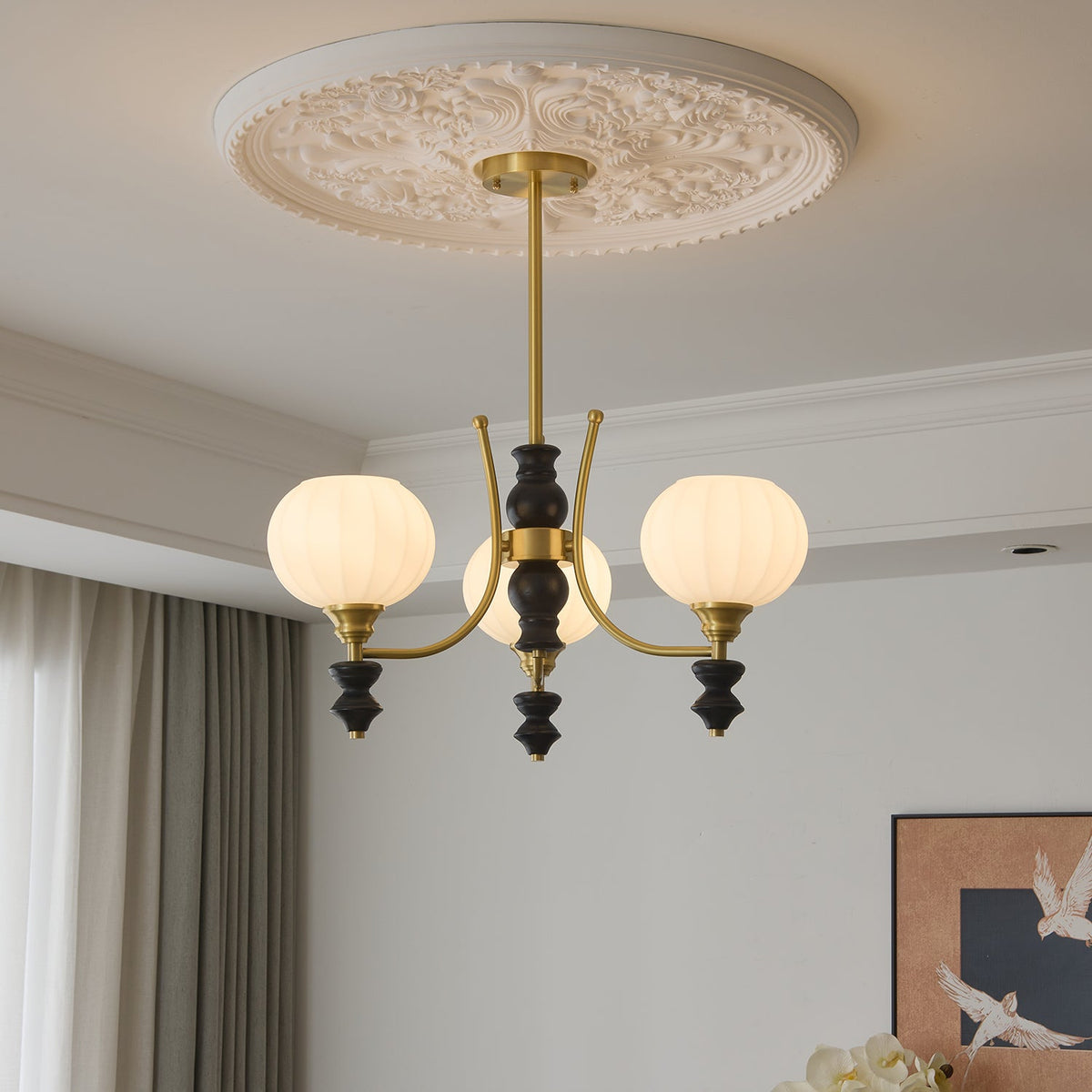 Zavenen lampadario Eleganza vintage in legno e ottone