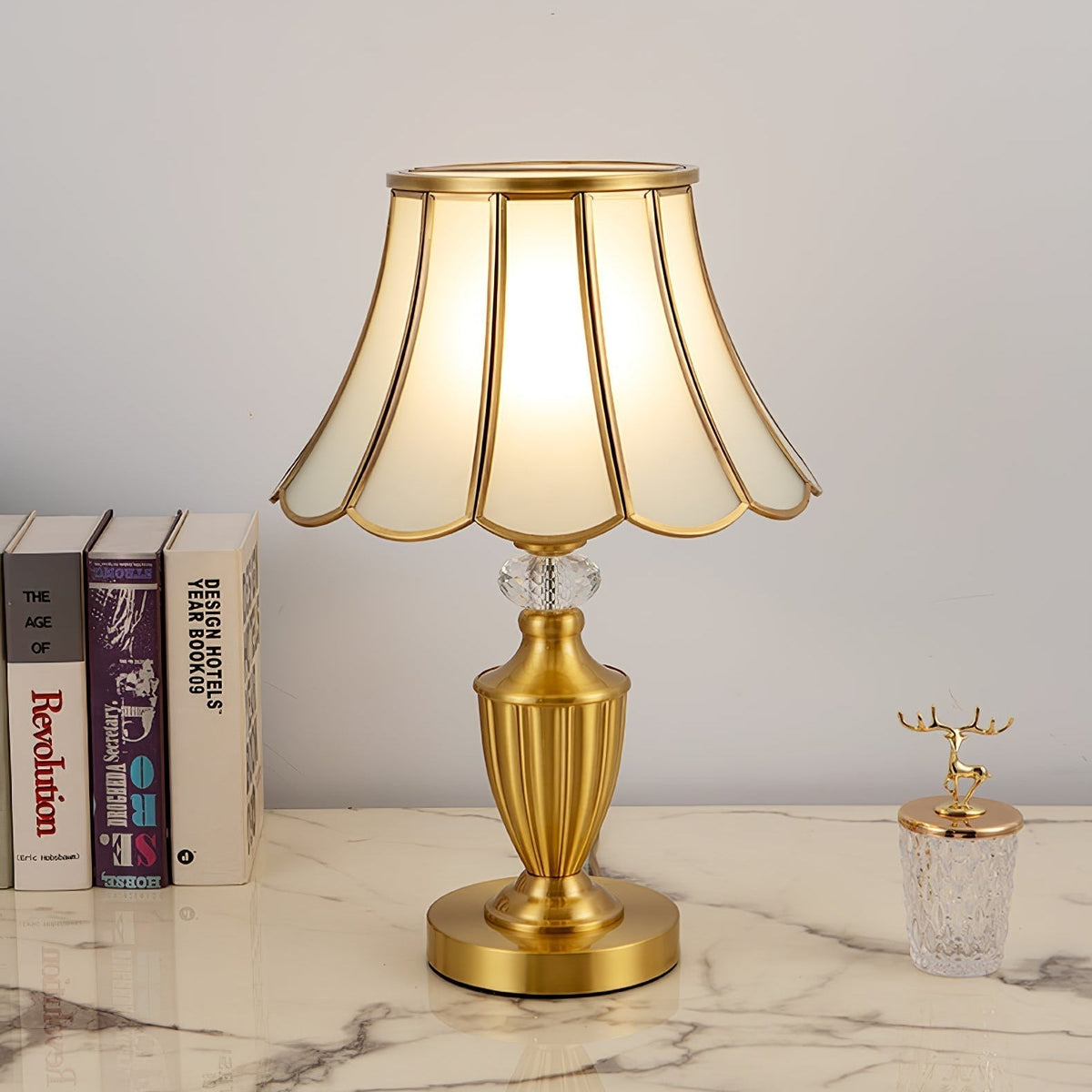 Valencia lampada da tavolo in ottone e vetro vintage