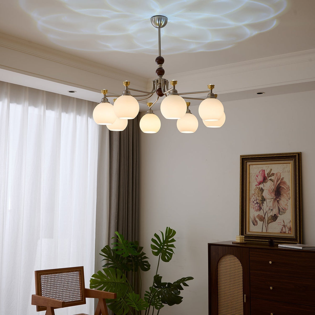 Eursoria lampadario legno vetro Art Orb Tradizionale a globo