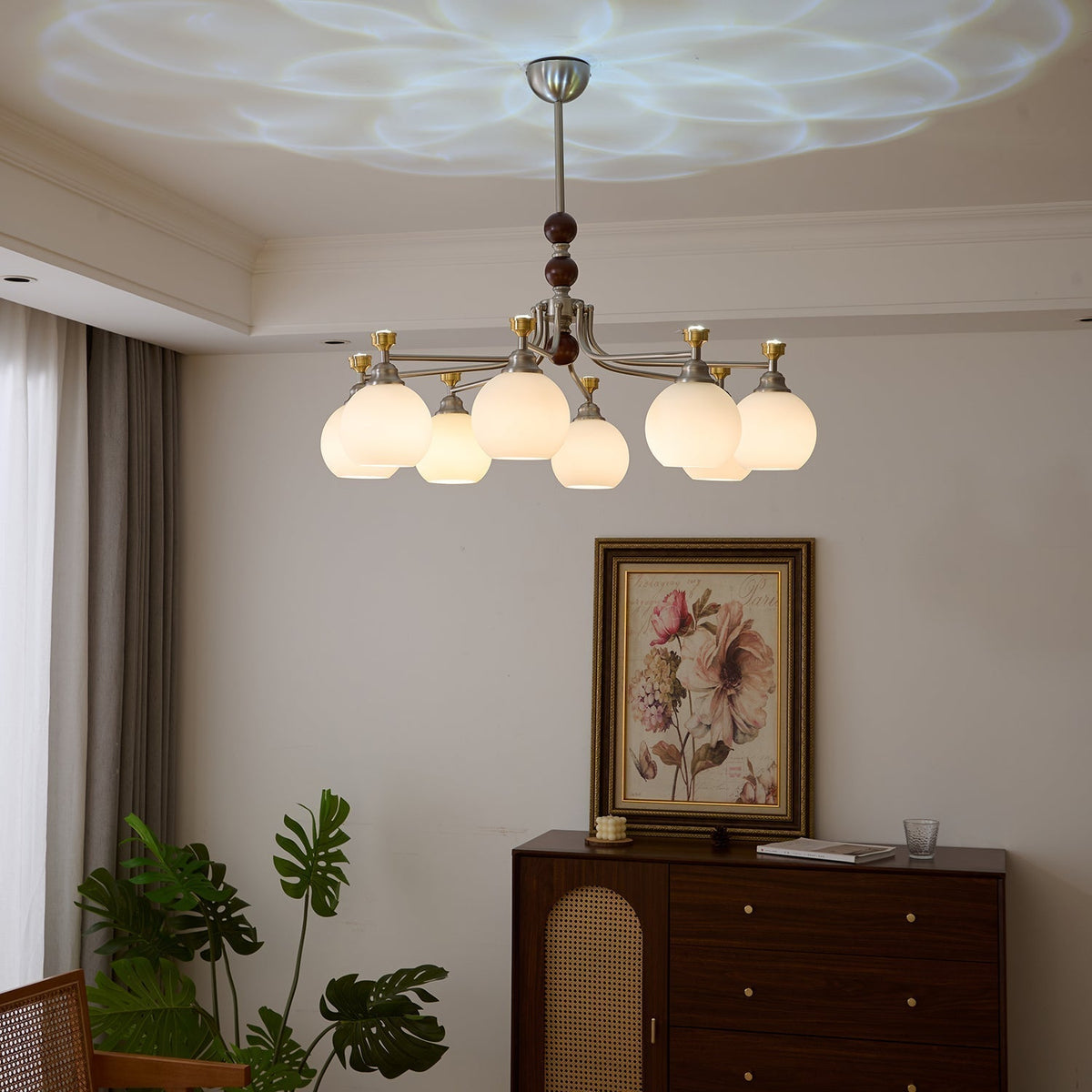 Eursoria lampadario legno vetro Art Orb Tradizionale a globo