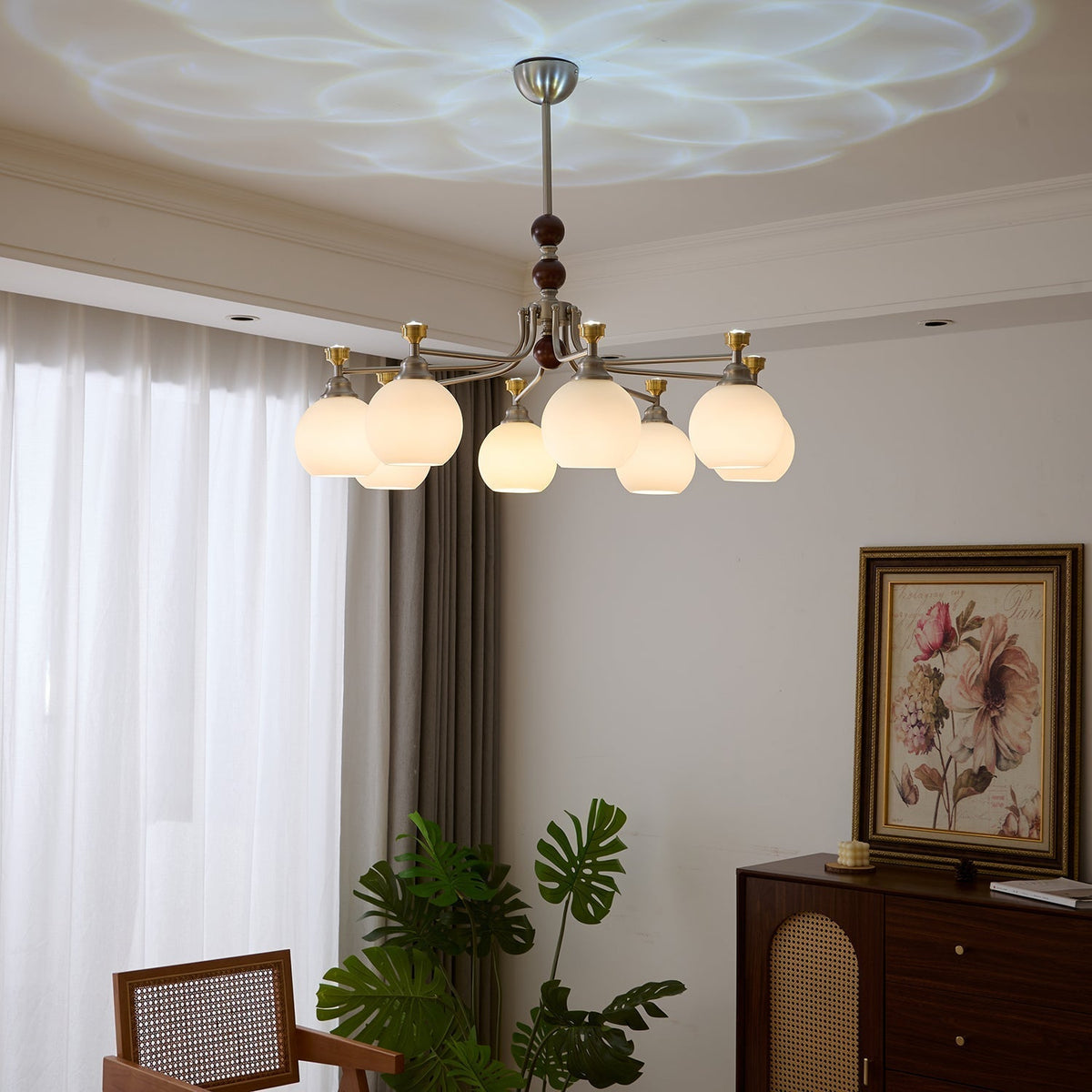 Eursoria lampadario legno vetro Art Orb Tradizionale a globo