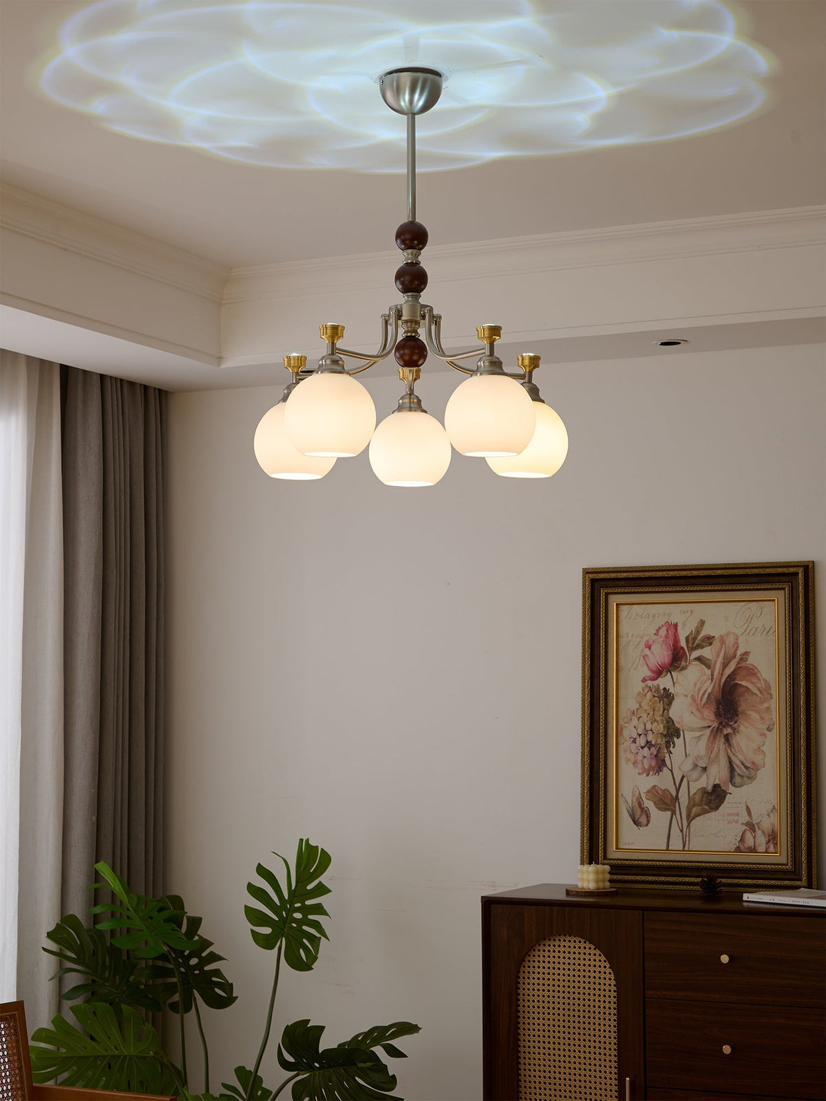 Eursoria lampadario legno vetro Art Orb Tradizionale a globo