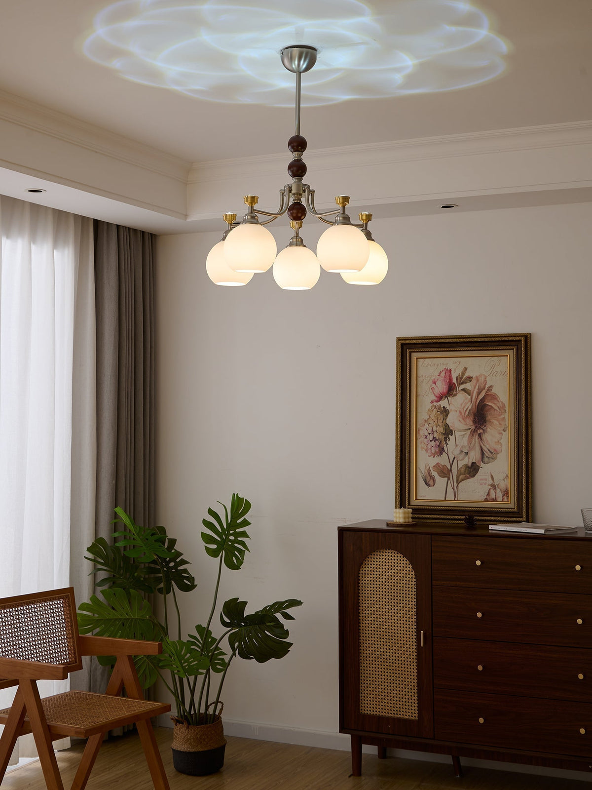 Eursoria lampadario legno vetro Art Orb Tradizionale a globo