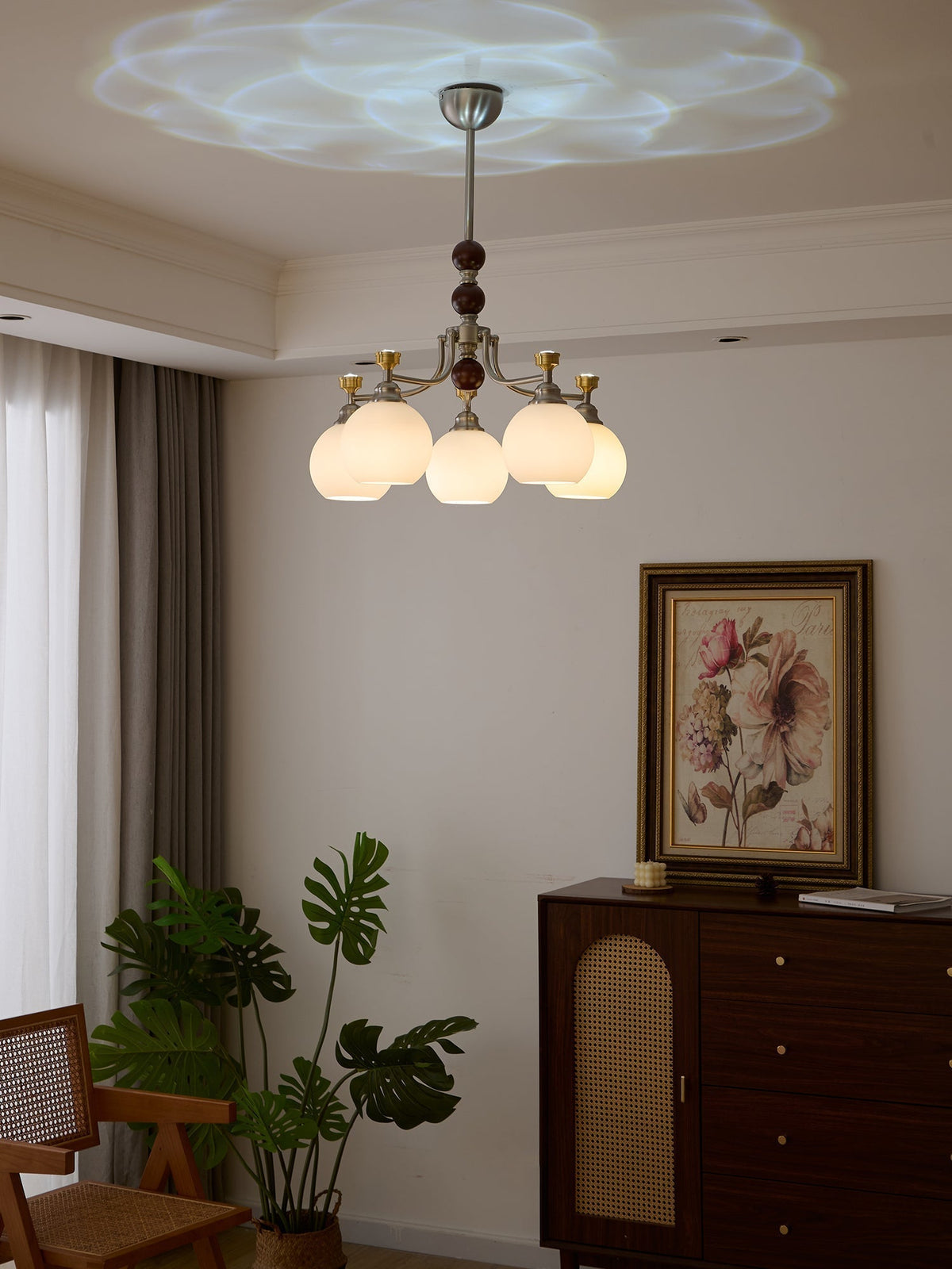 Eursoria lampadario legno vetro Art Orb Tradizionale a globo