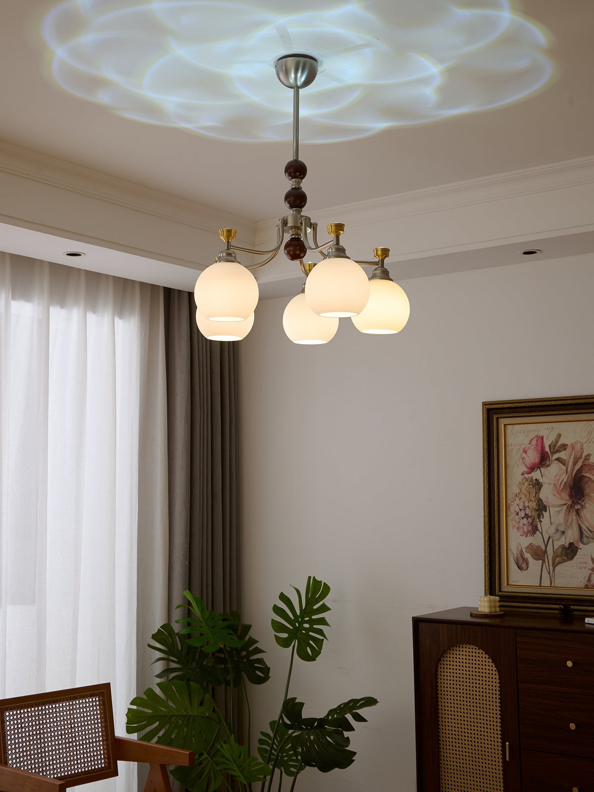 Eursoria lampadario legno vetro Art Orb Tradizionale a globo