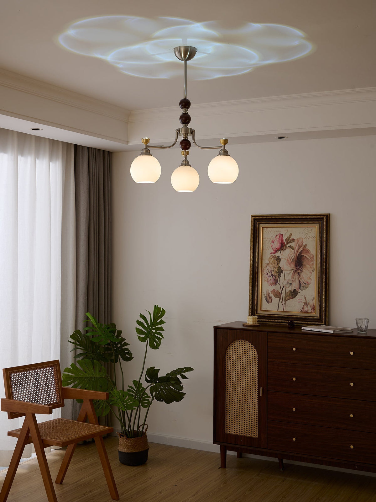 Eursoria lampadario legno vetro Art Orb Tradizionale a globo