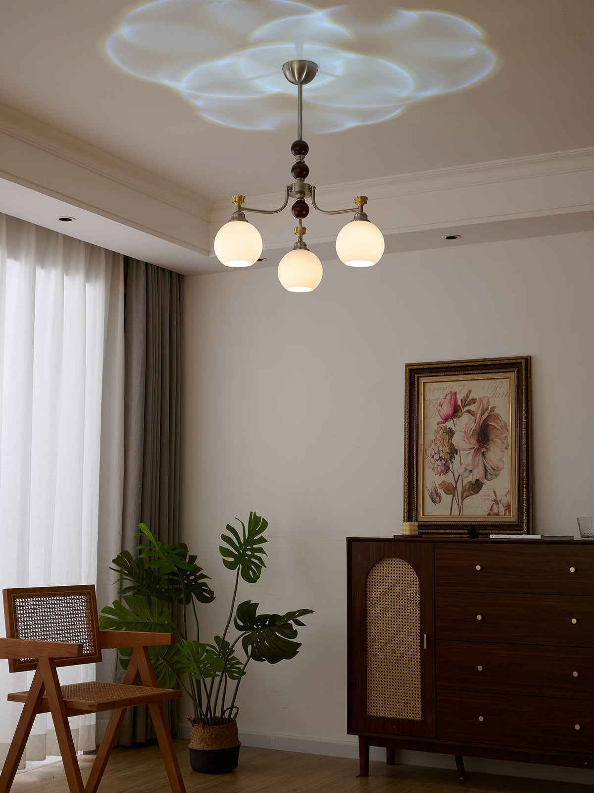 Eursoria lampadario legno vetro Art Orb Tradizionale a globo