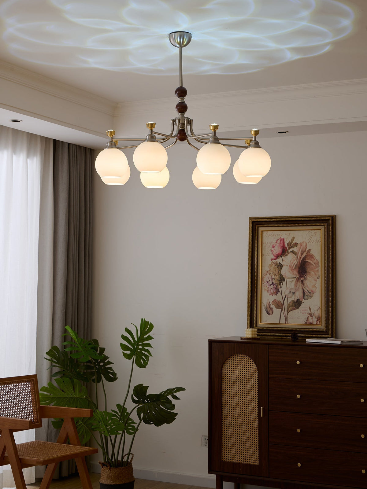 Eursoria lampadario legno vetro Art Orb Tradizionale a globo