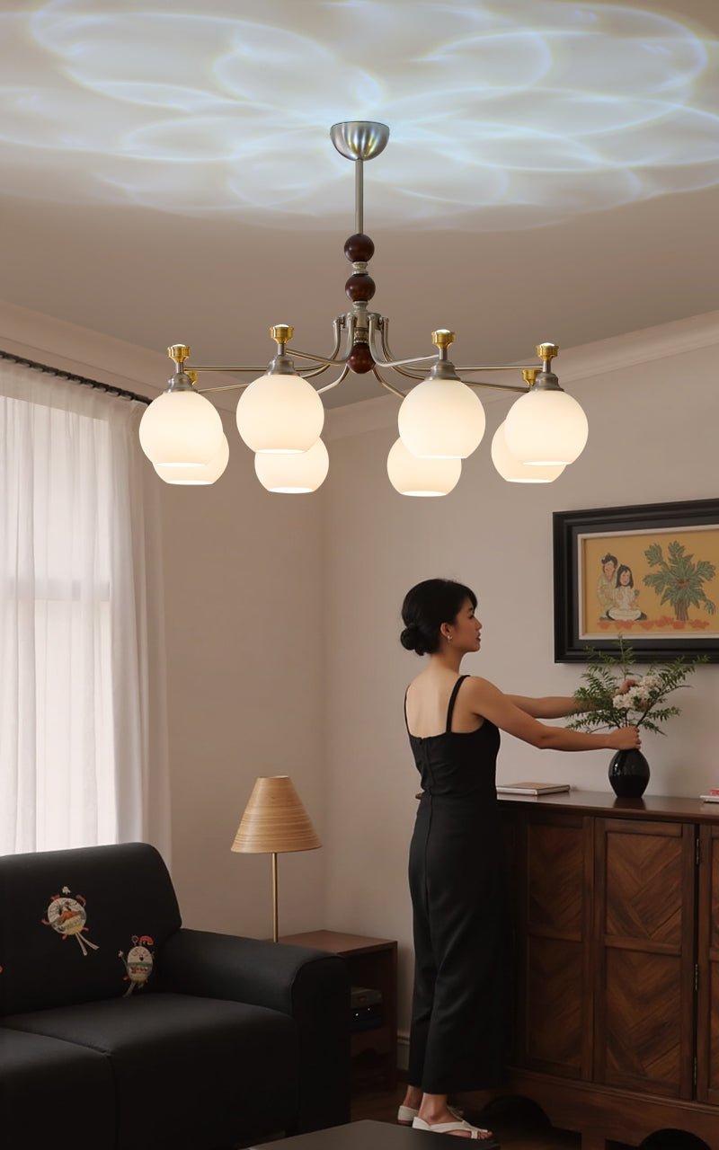 Eursoria lampadario legno vetro Art Orb Tradizionale a globo