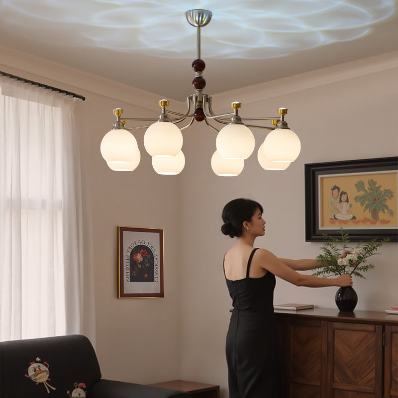 Eursoria lampadario legno vetro Art Orb Tradizionale a globo