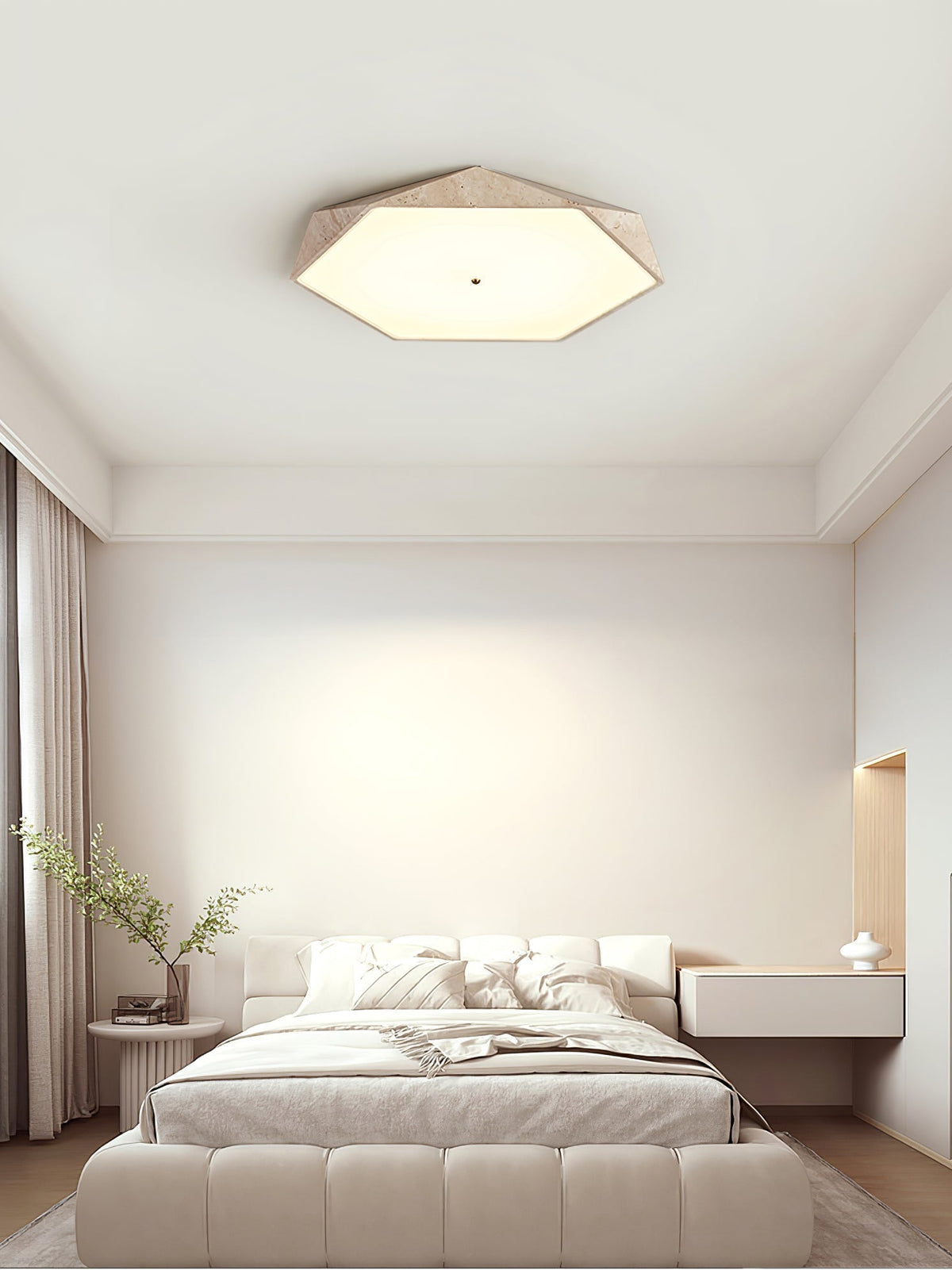 Hexagonal lampada da soffitto in travertino