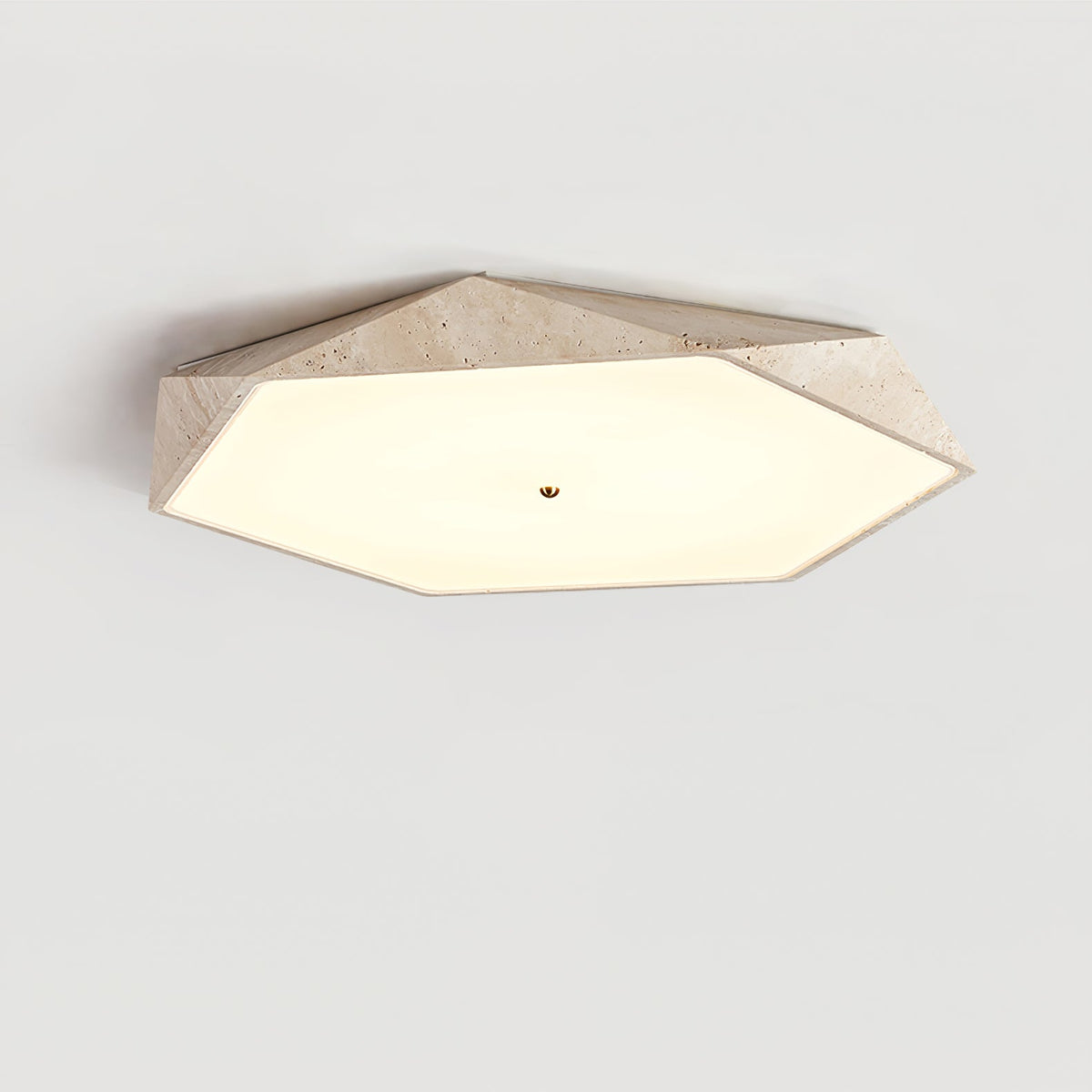 Hexagonal lampada da soffitto in travertino