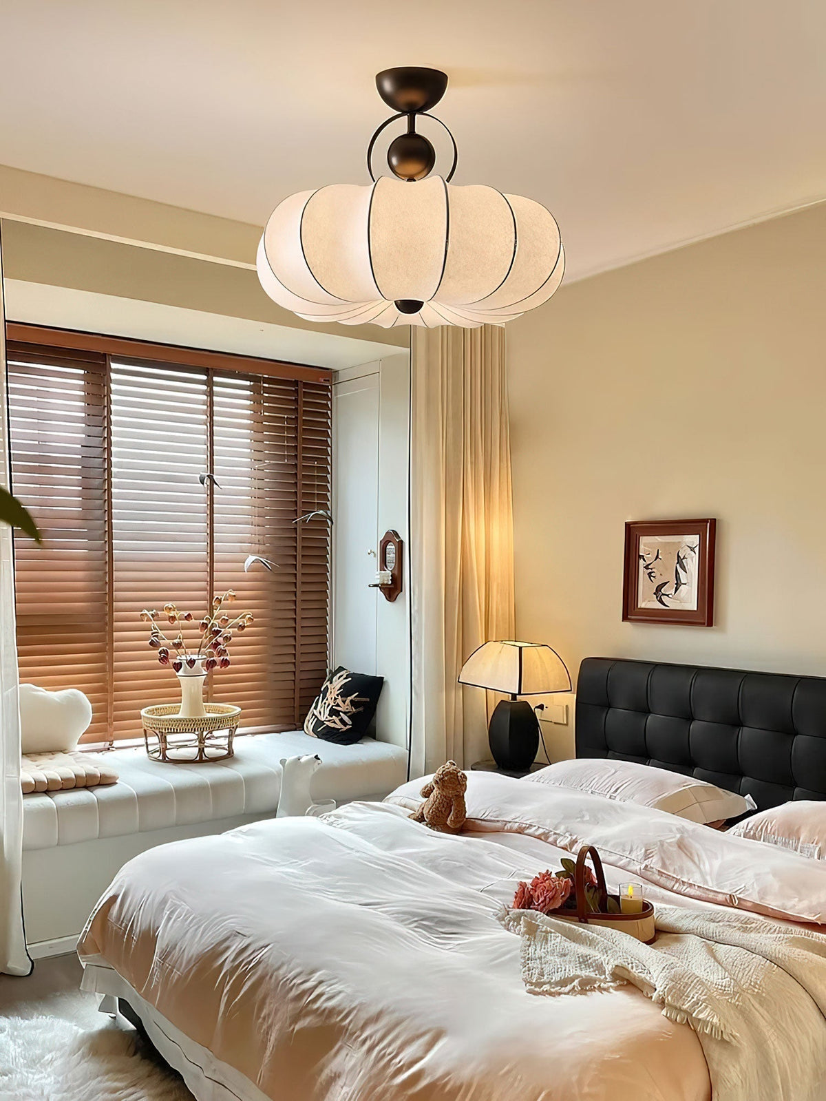 Yunshui lampada a sospensione in tessuto bronzo floreale