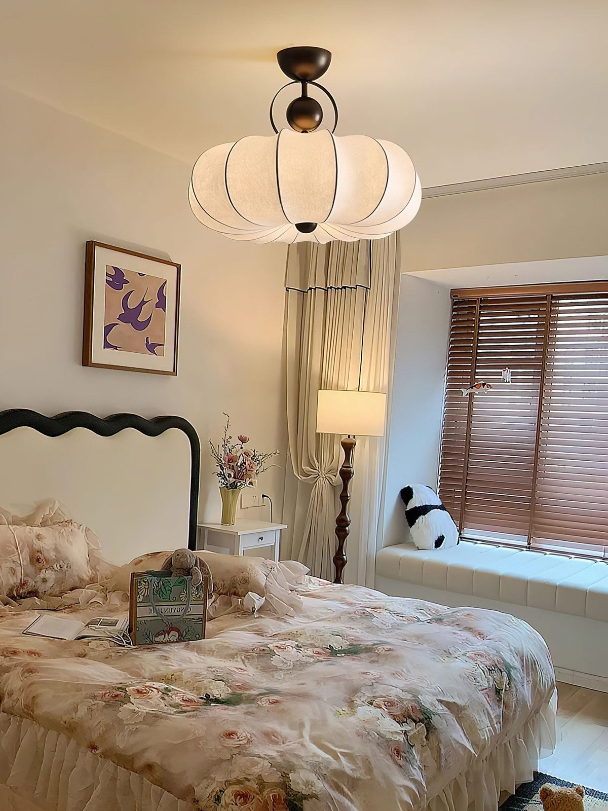 Yunshui lampada a sospensione in tessuto bronzo floreale