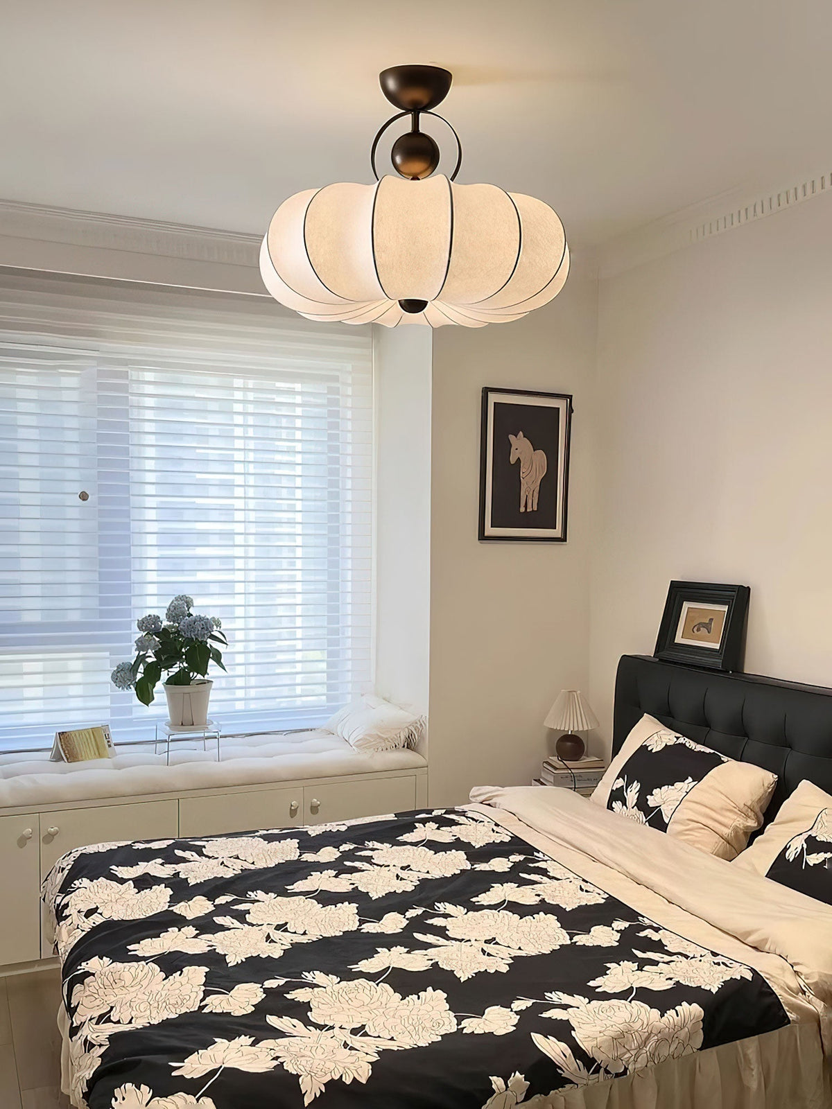 Yunshui lampada a sospensione in tessuto bronzo floreale