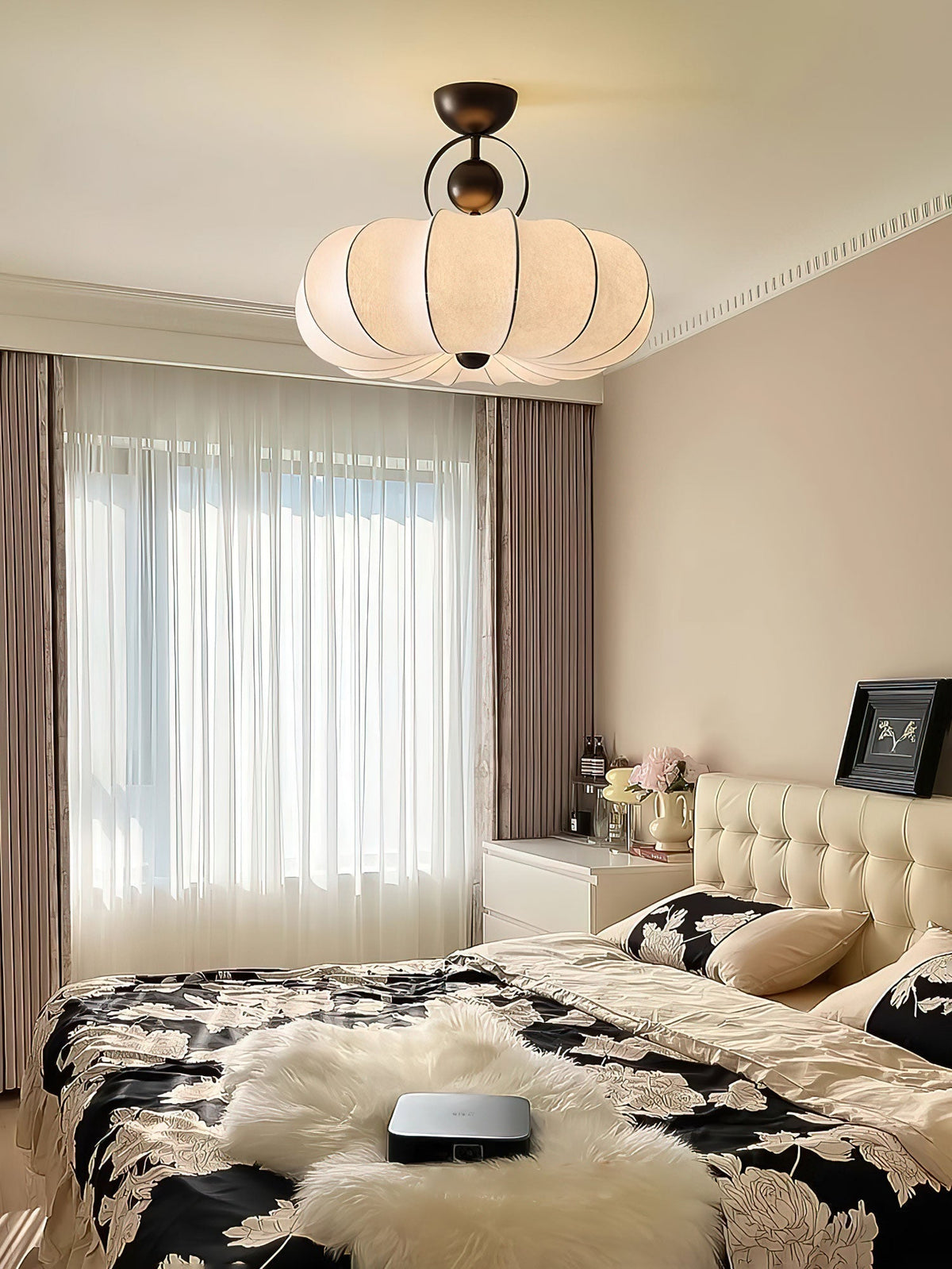 Yunshui lampada a sospensione in tessuto bronzo floreale