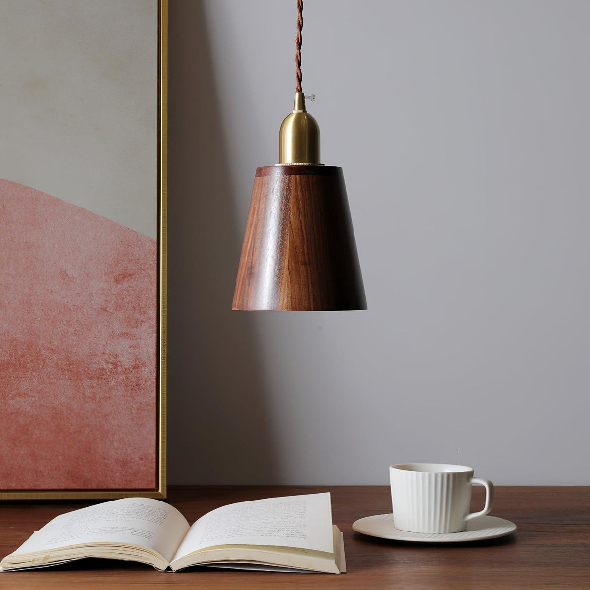 Sylinenne lampada a sospensione ottone legno di Noce moderna per soggiorno