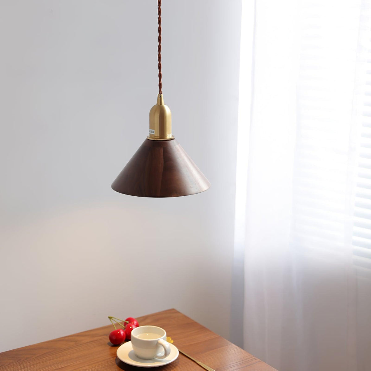 Sylinenne lampada a sospensione ottone legno di Noce moderna per soggiorno