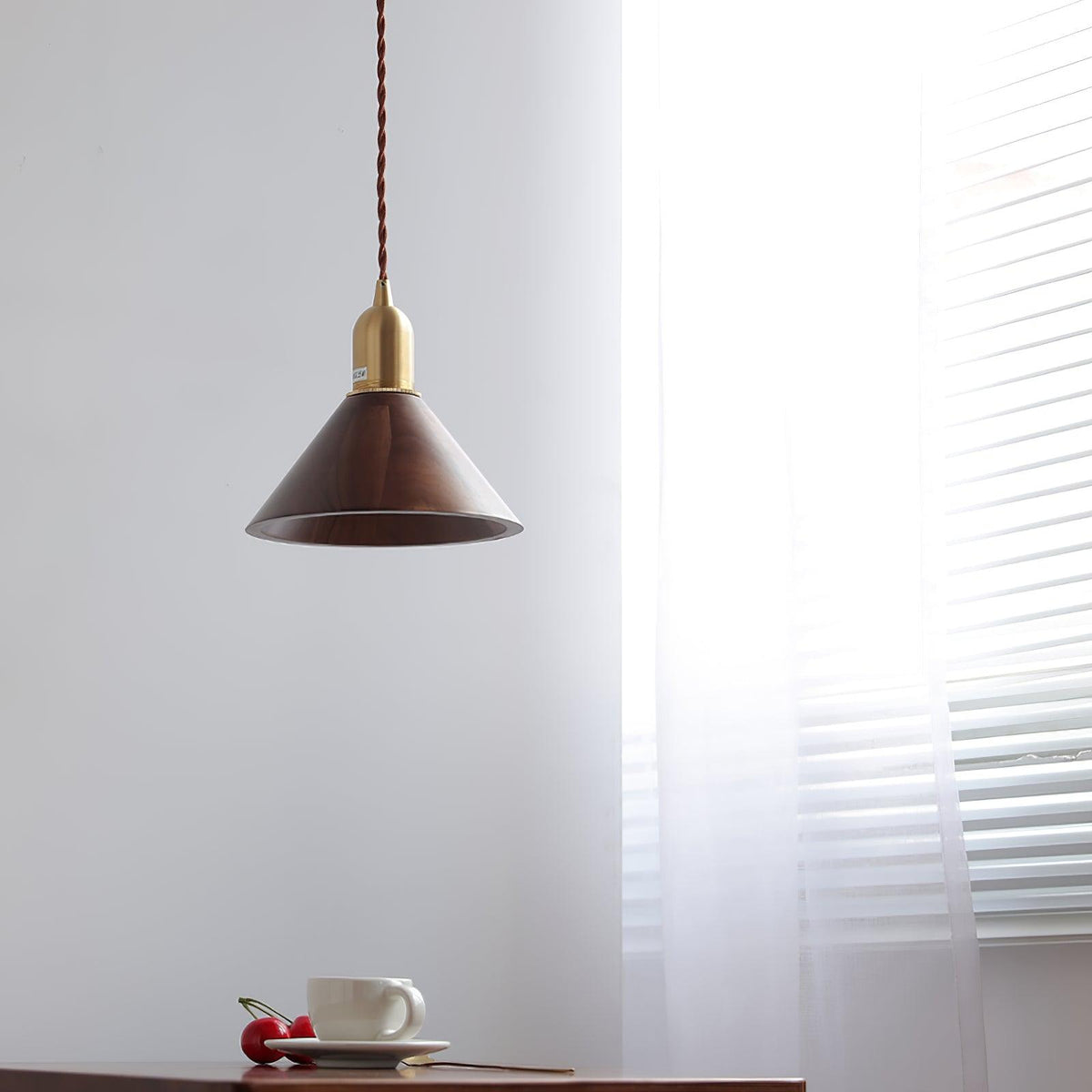 Sylinenne lampada a sospensione ottone legno di Noce moderna per soggiorno