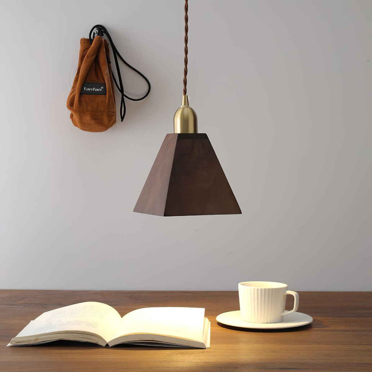 Sylinenne lampada a sospensione ottone legno di Noce moderna per soggiorno