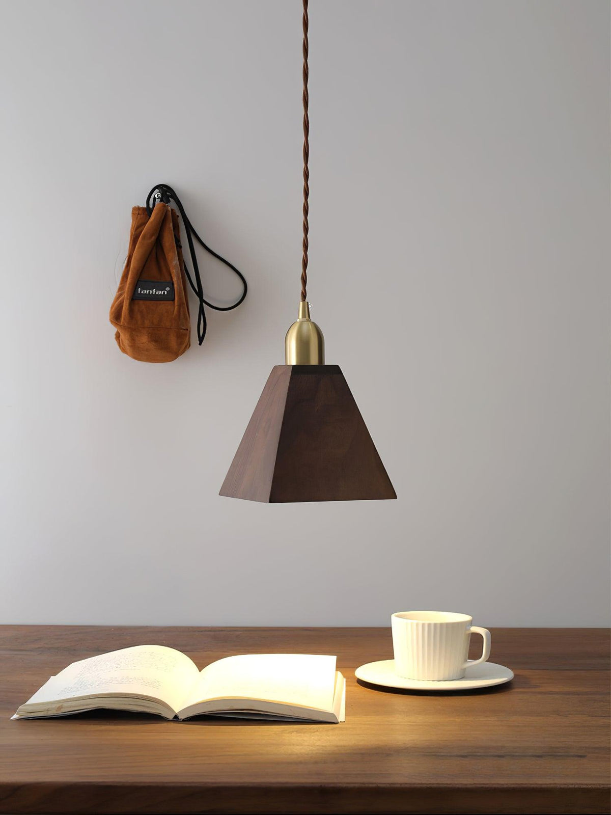 Sylinenne lampada a sospensione ottone legno di Noce moderna per soggiorno