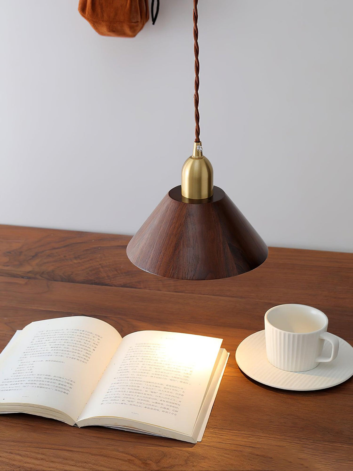 Sylinenne lampada a sospensione ottone legno di Noce moderna per soggiorno