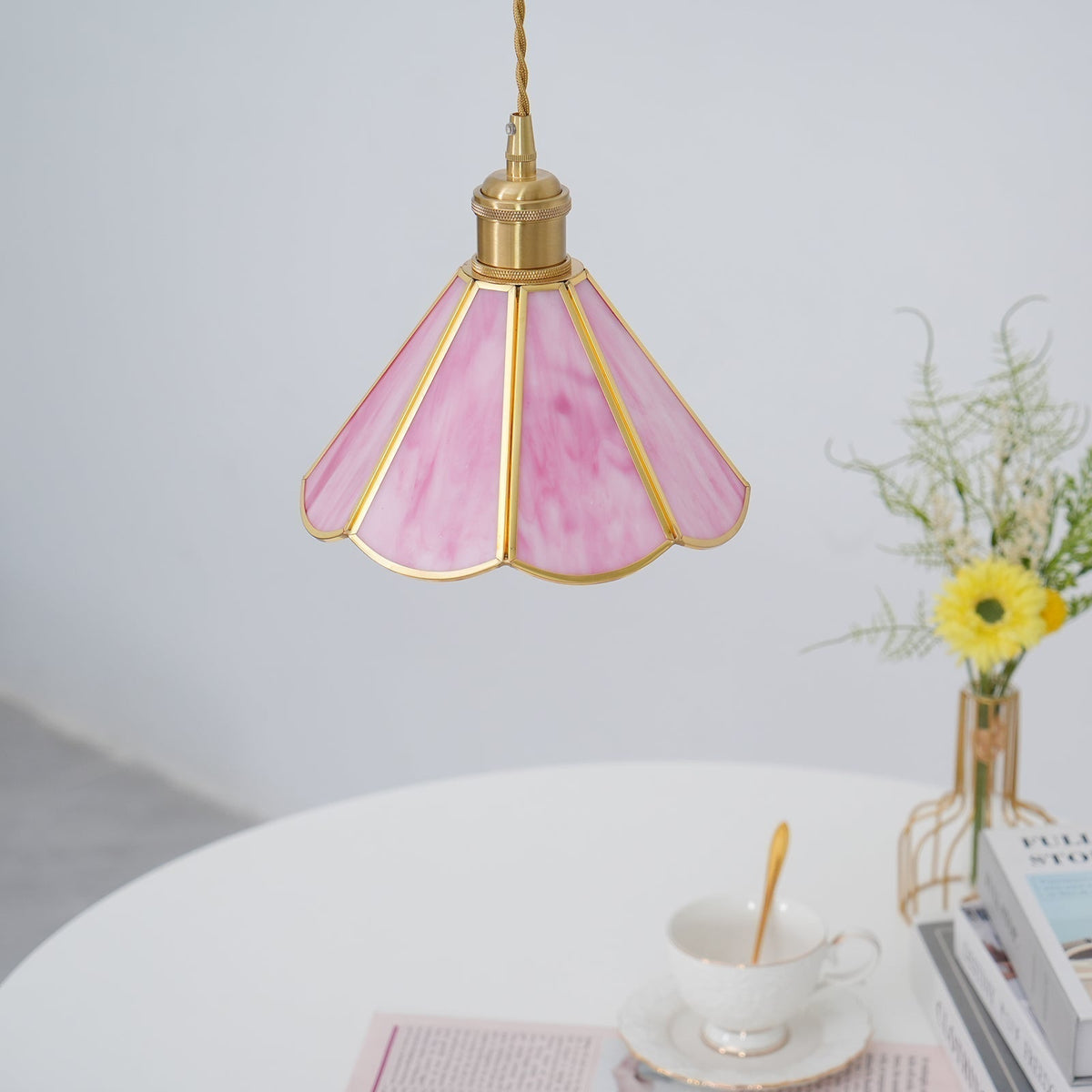 Lione lampada a sospensione in vetro colorato rosa