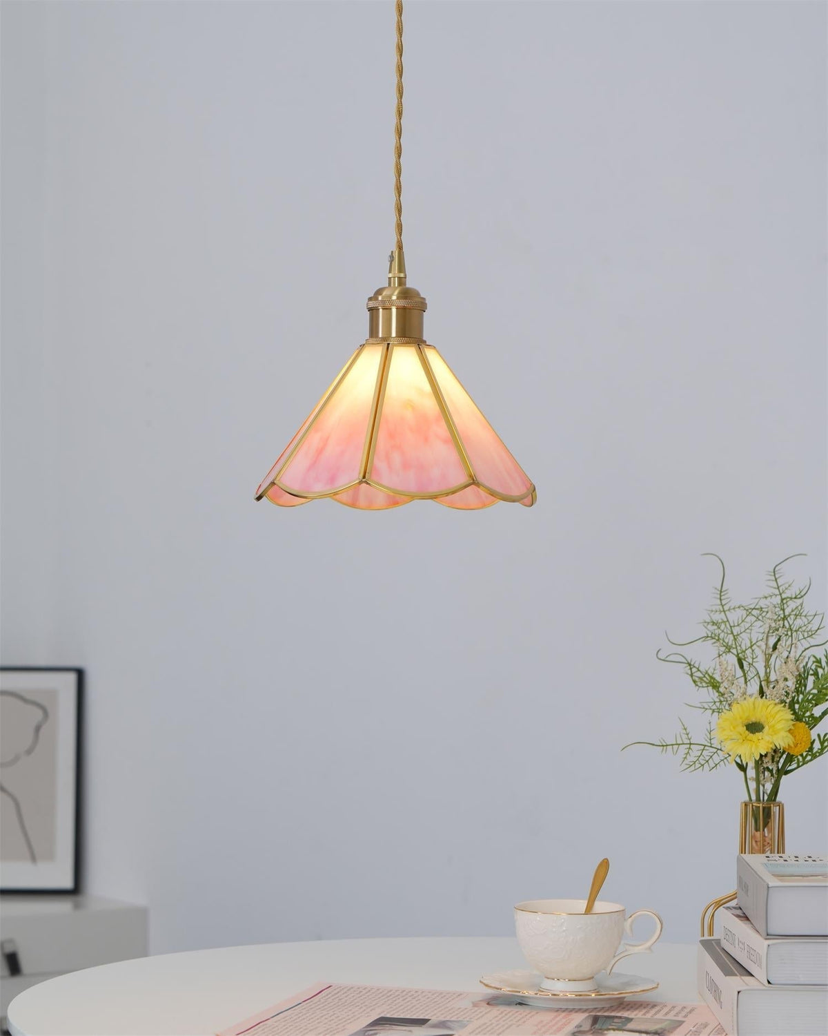 Lione lampada a sospensione in vetro colorato rosa