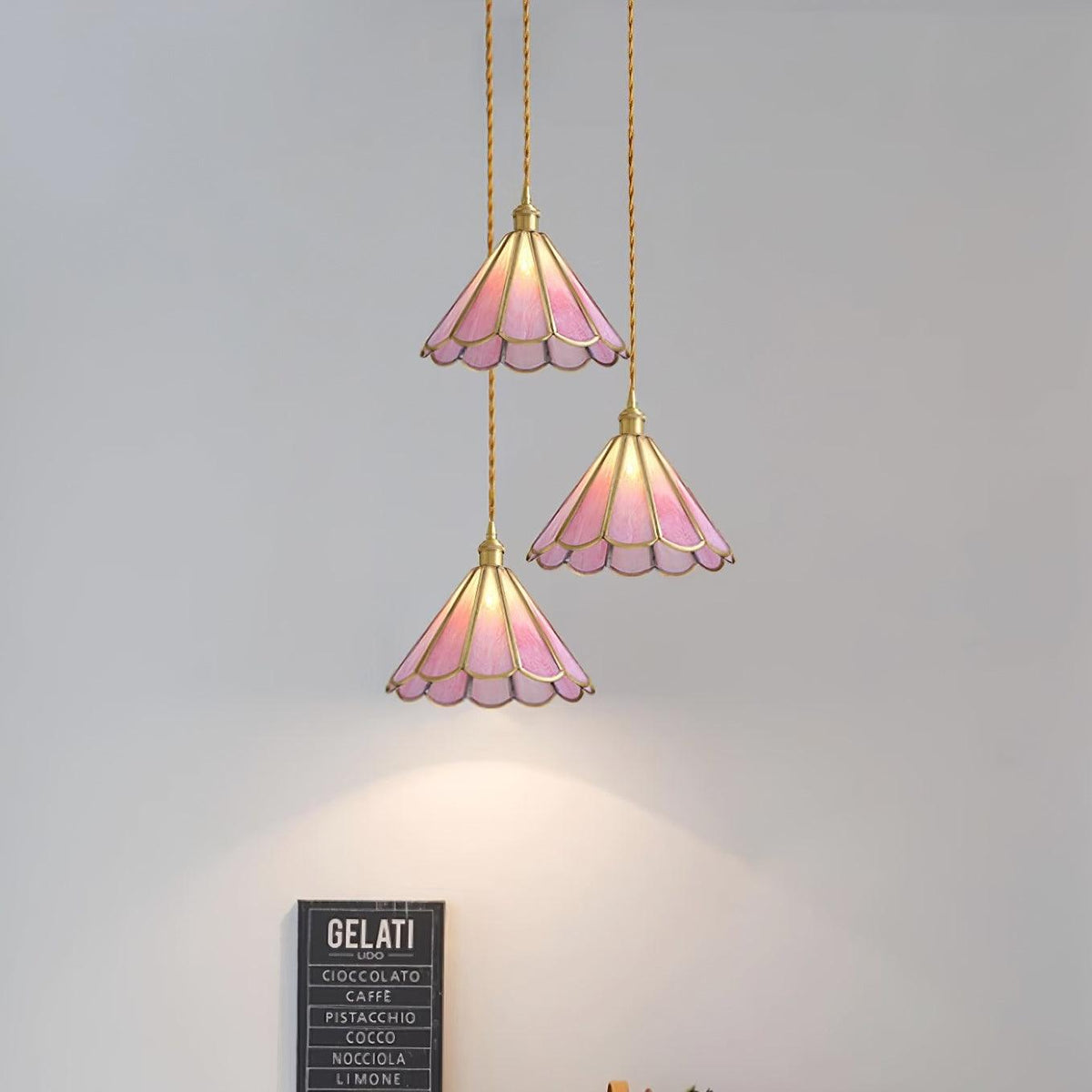 Lione lampada a sospensione in vetro colorato rosa