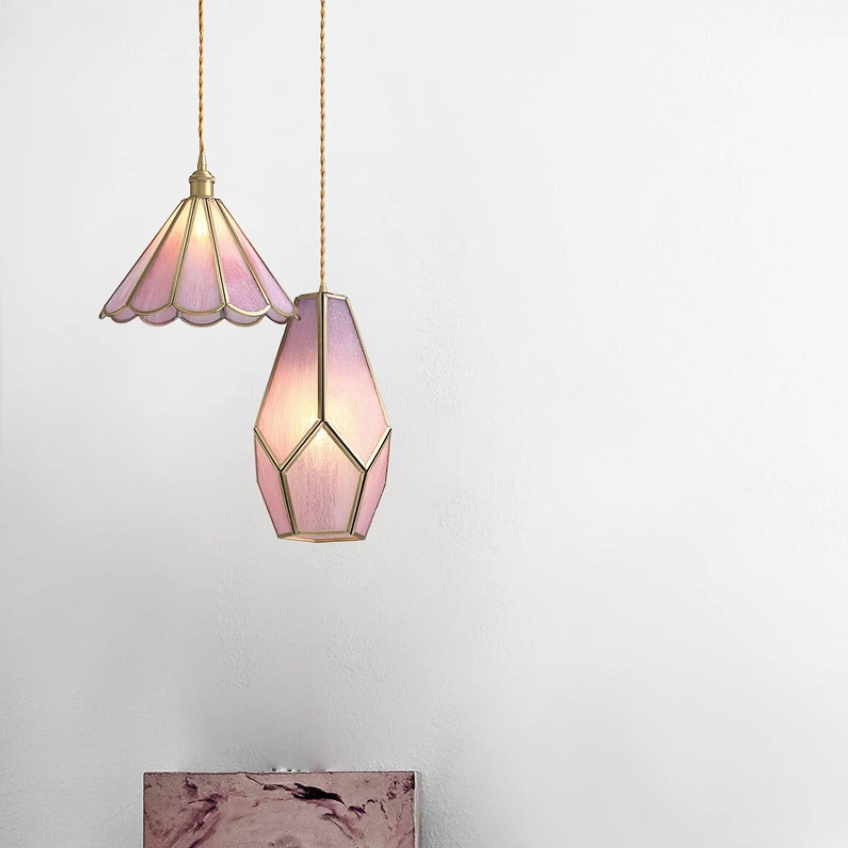 Lione lampada a sospensione in vetro colorato rosa