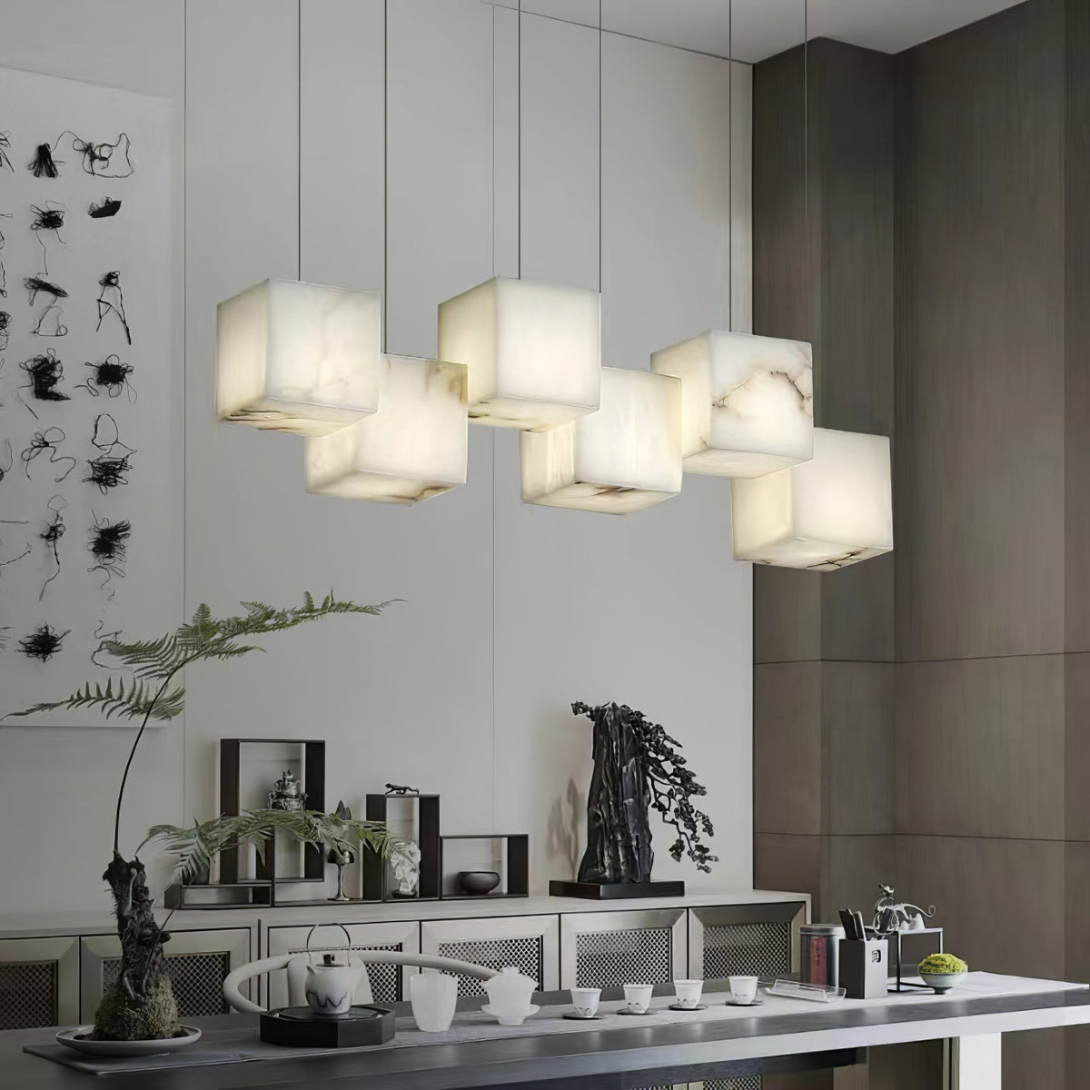 Lampadario alabastro Cubi Eleganza