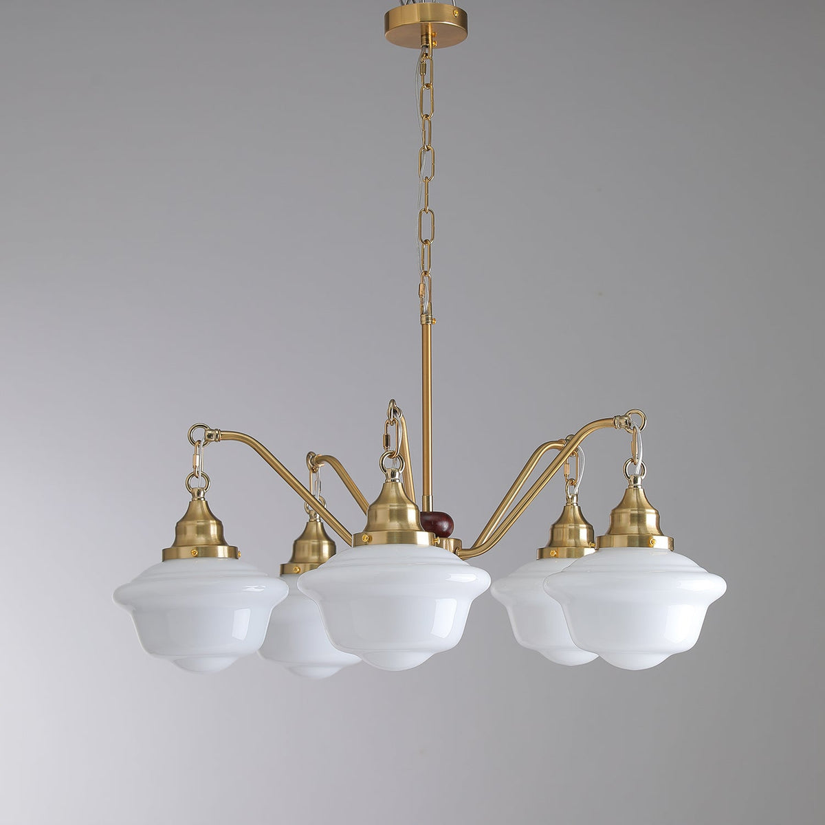 Syloira lampadario ottone legno vetro Smerigliato classico