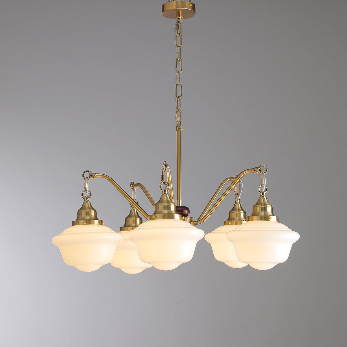 Syloira lampadario ottone legno vetro Smerigliato classico