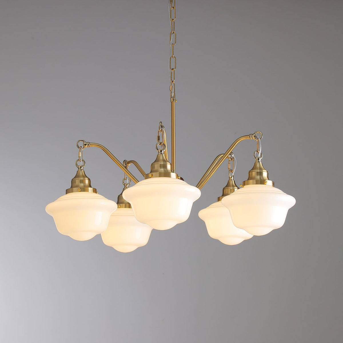 Syloira lampadario ottone legno vetro Smerigliato classico