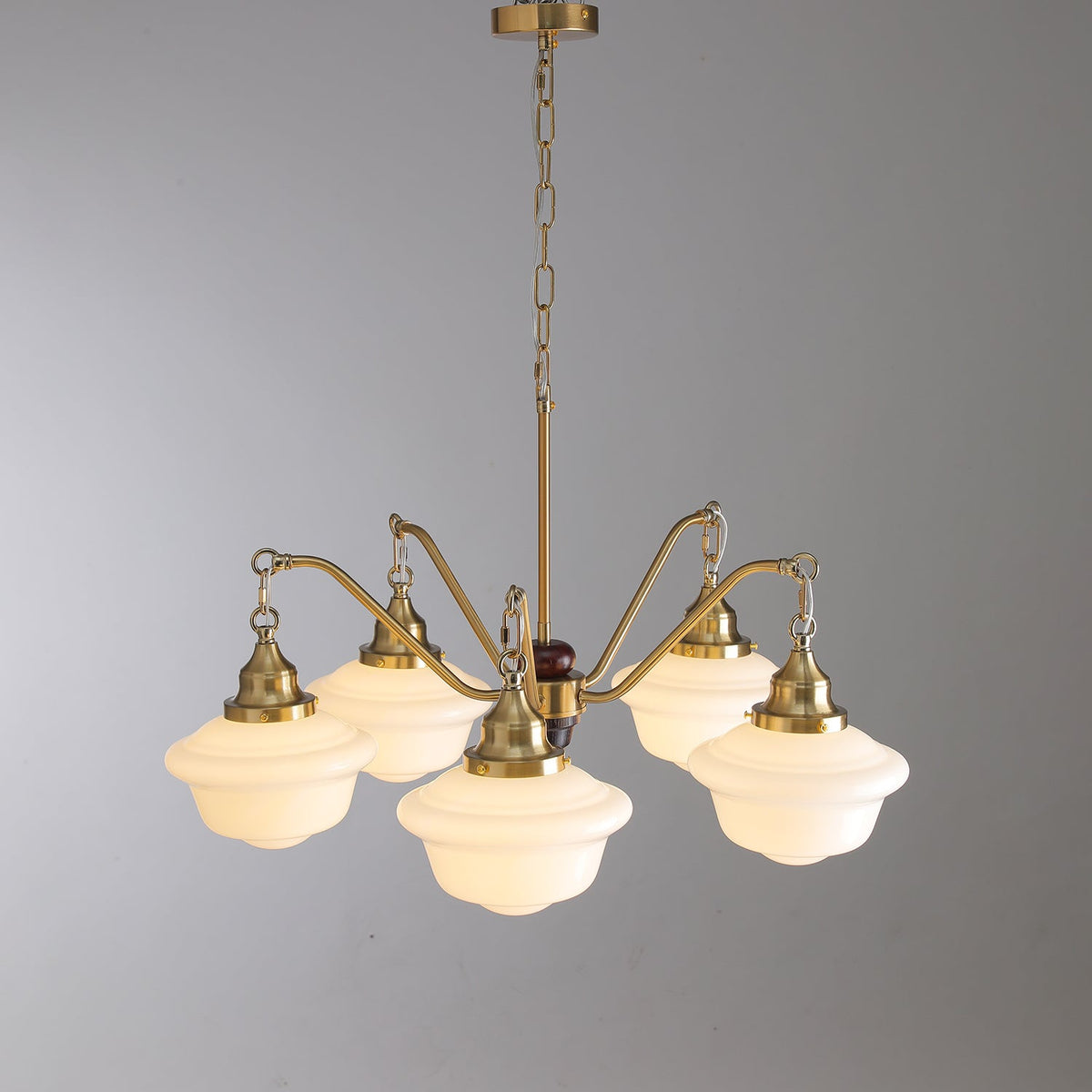 Syloira lampadario ottone legno vetro Smerigliato classico