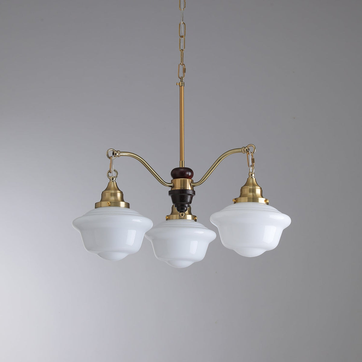 Syloira lampadario ottone legno vetro Smerigliato classico