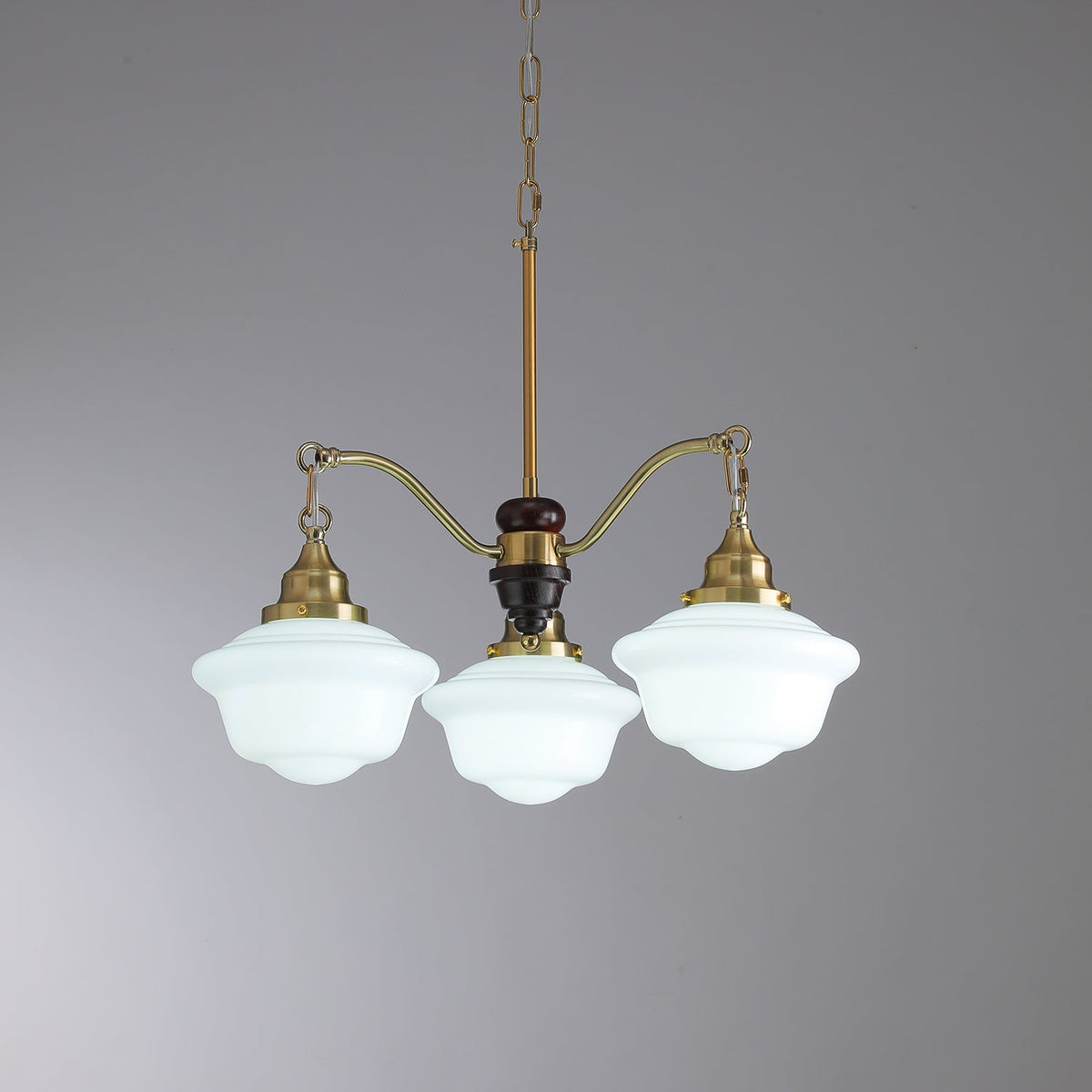 Syloira lampadario ottone legno vetro Smerigliato classico
