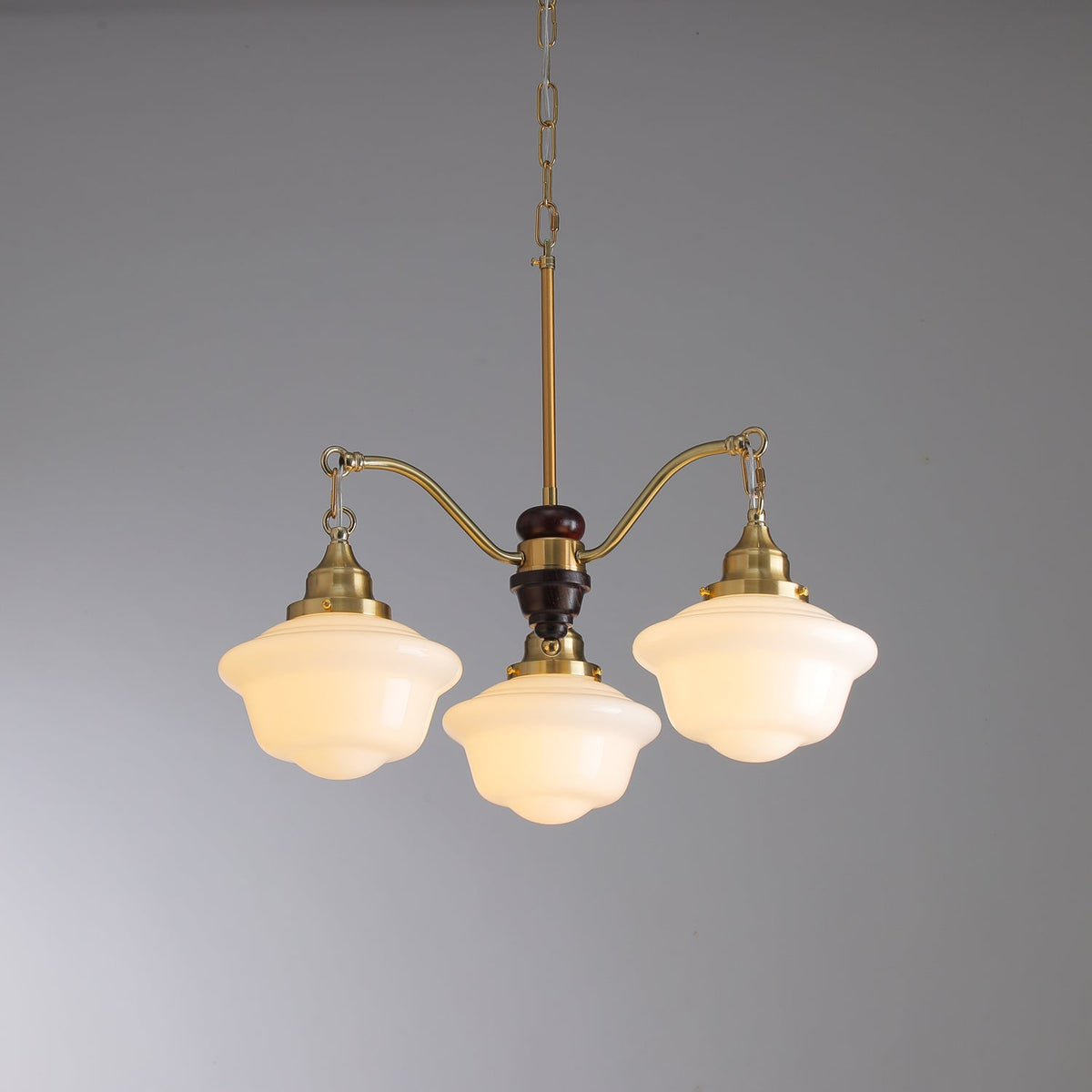 Syloira lampadario ottone legno vetro Smerigliato classico