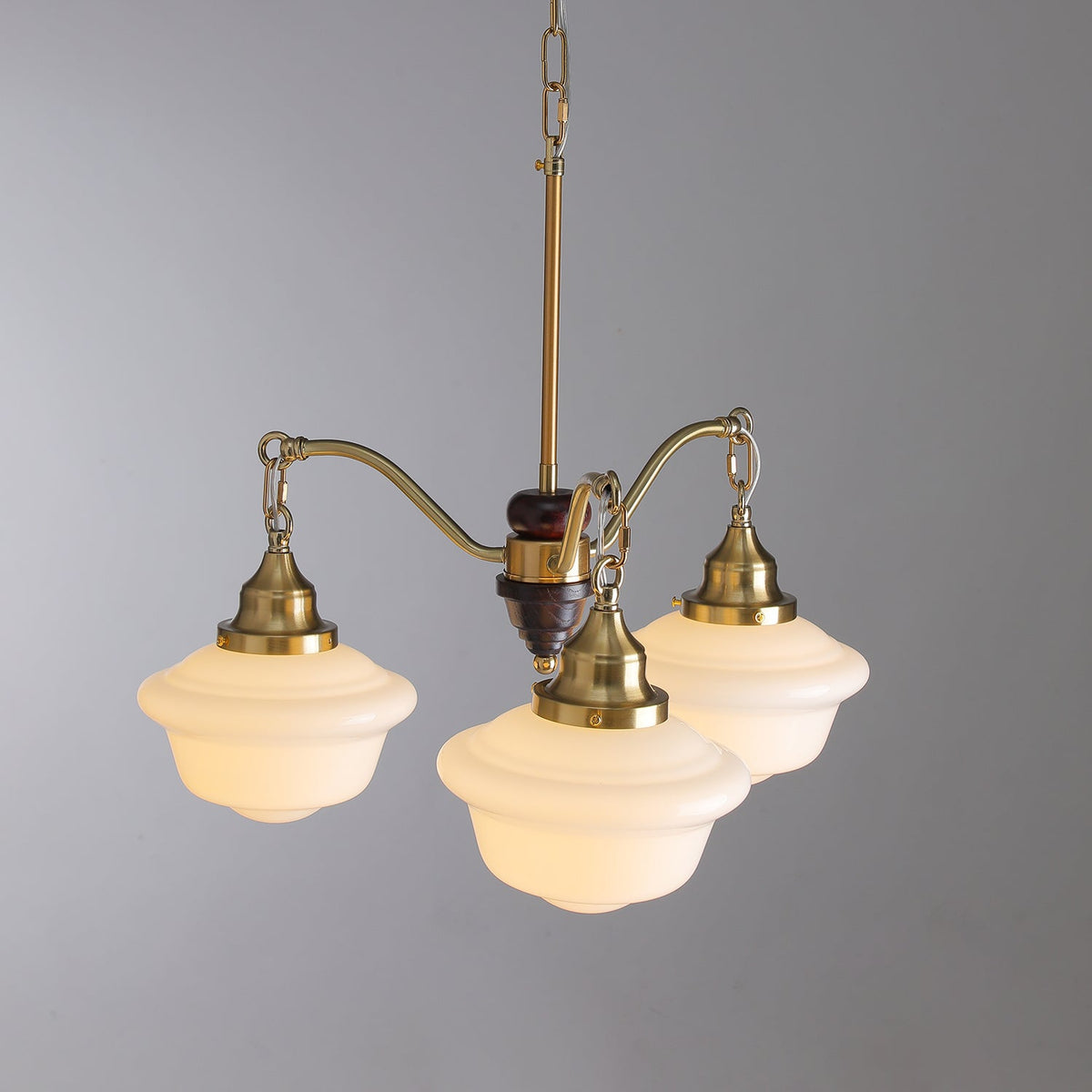 Syloira lampadario ottone legno vetro Smerigliato classico