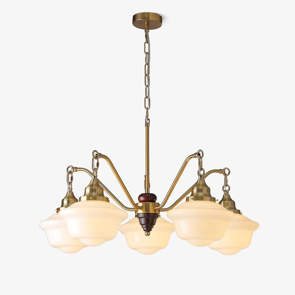 Syloira lampadario ottone legno vetro Smerigliato classico