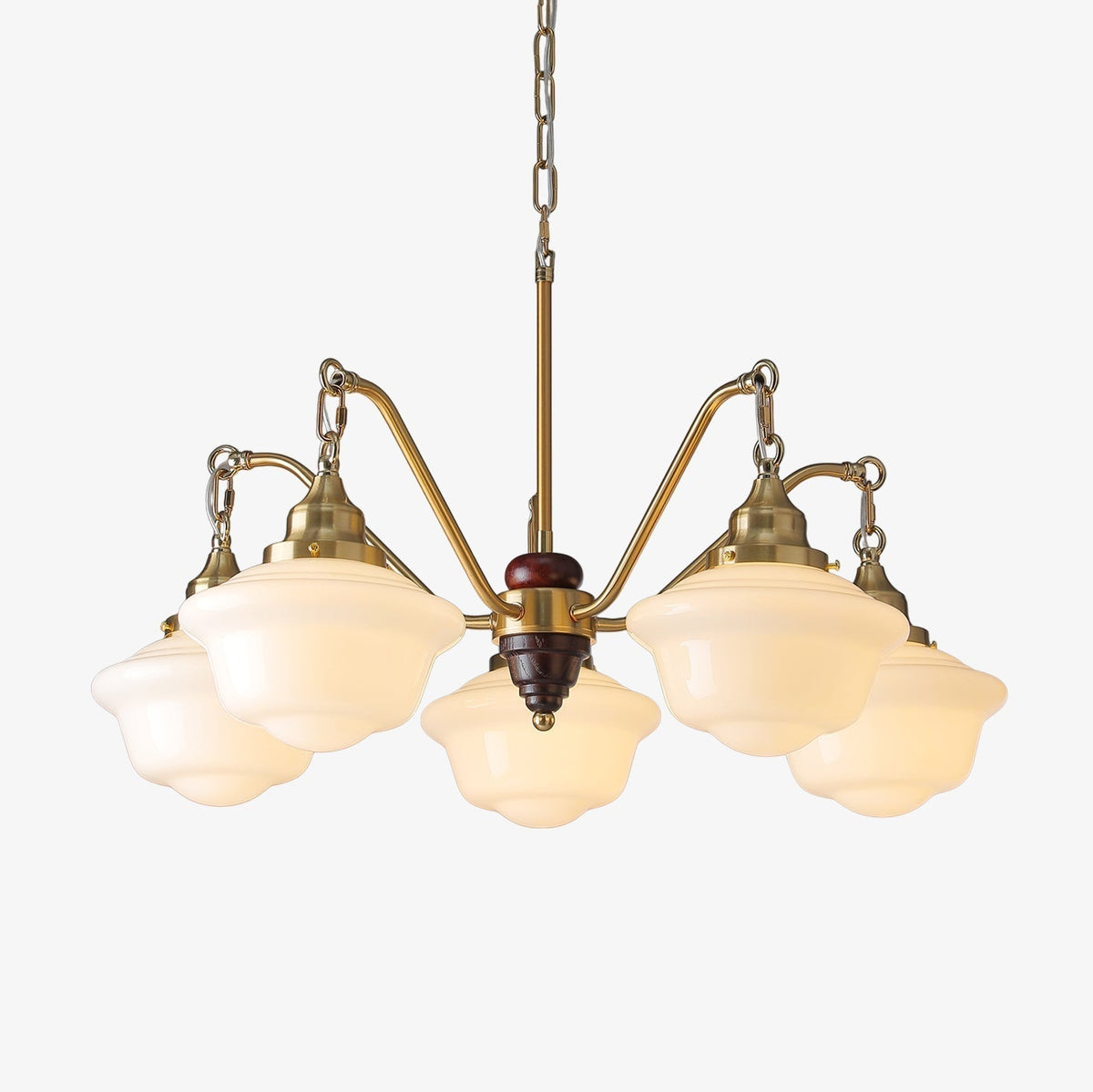 Syloira lampadario ottone legno vetro Smerigliato classico