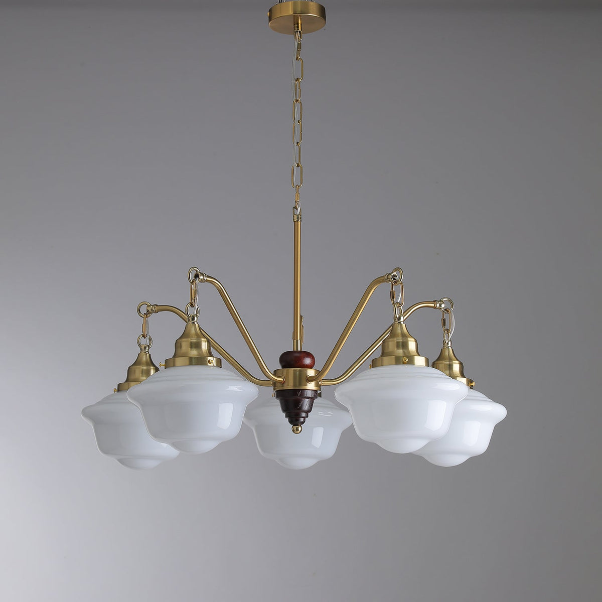 Syloira lampadario ottone legno vetro Smerigliato classico