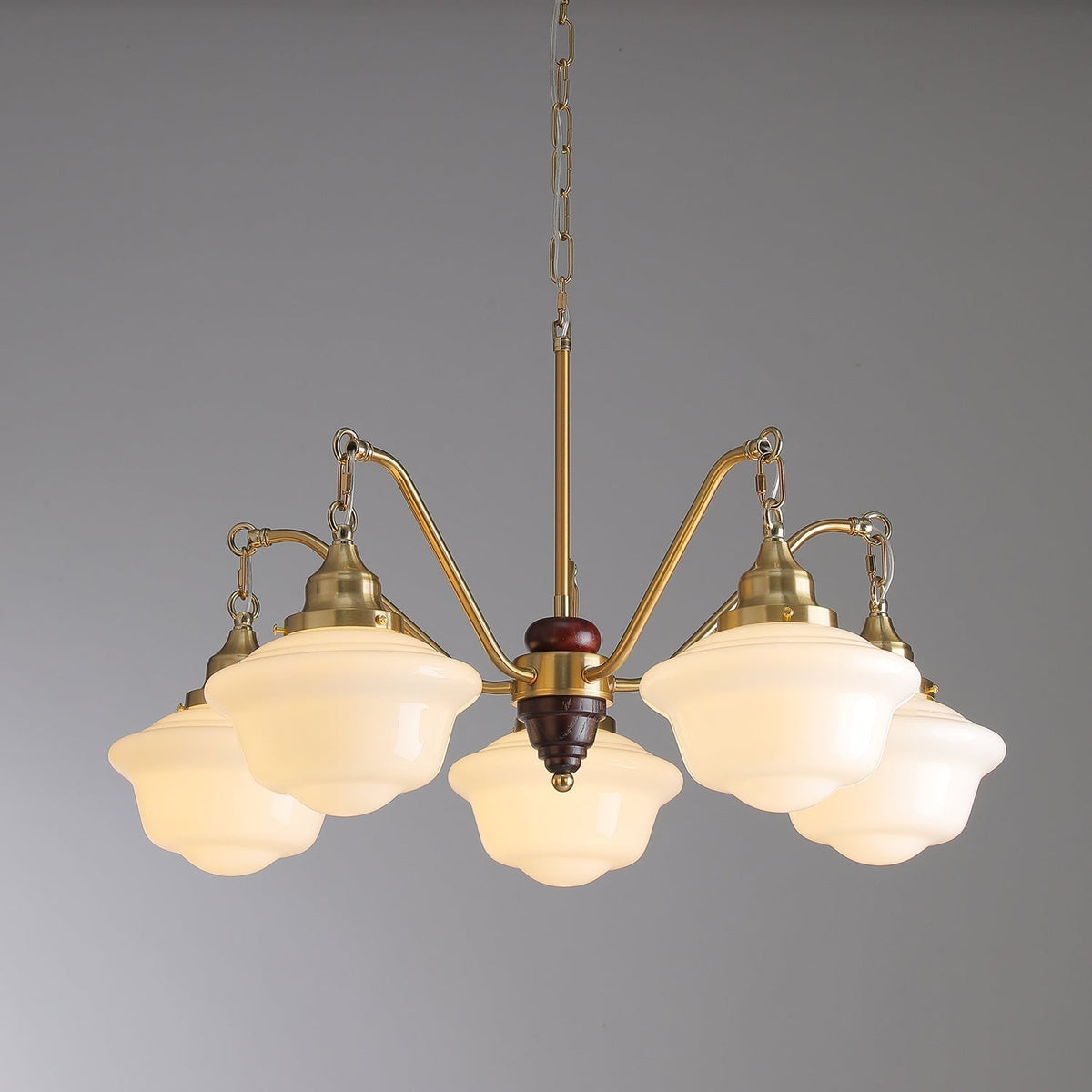 Syloira lampadario ottone legno vetro Smerigliato classico